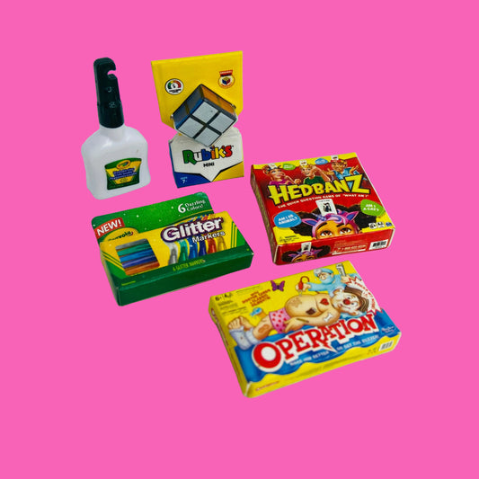 ZURU Mini Brands Toys x5 Bundle Series 1 & 2 Games & Crafts (Crayola, Rubix, Operation & Hedbanz)