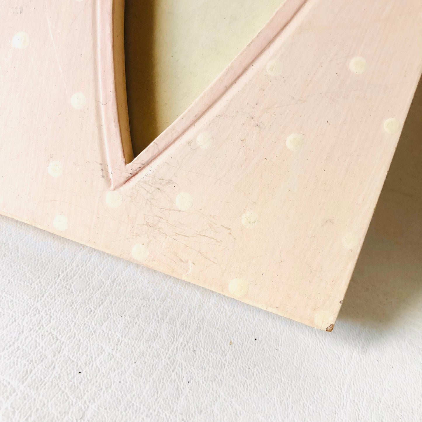 2x East Of India Wooden Pink & Cream Polka dot Wooden Heart Photo Frames