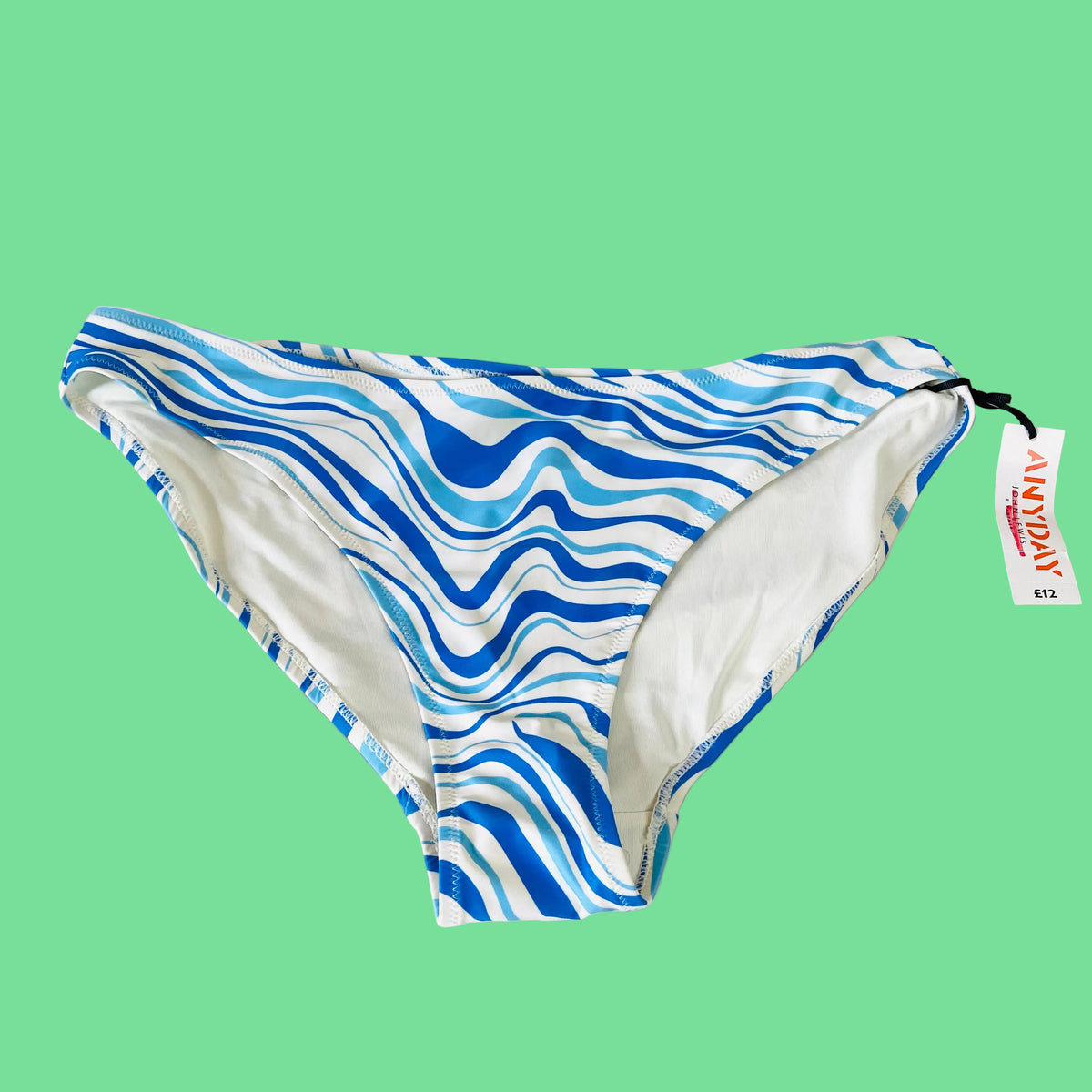 John Lewis Anyday Marble Smooth Bikini Bottoms Blue Size 16 NEW
