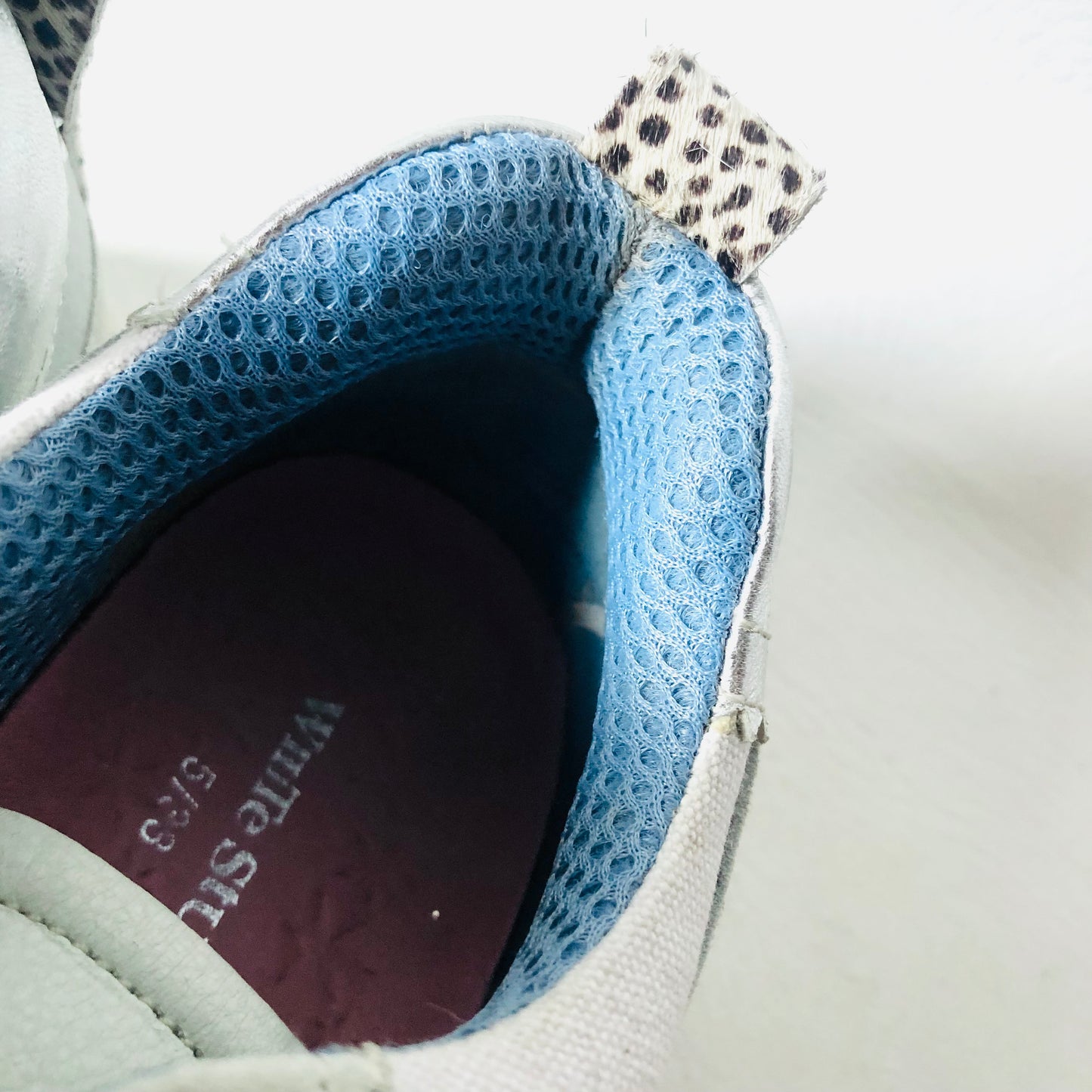 White Stuff Pink & Grey Trainers Suede Dalmatian Print Spot Calf Hair Size 5 38