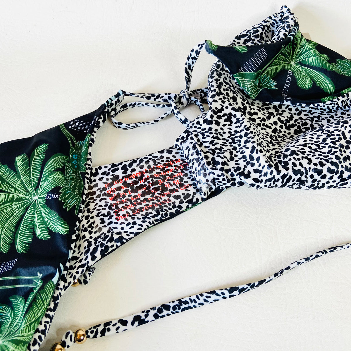 John Lewis AND/OR Tropical Crane Reversible Green & Black String Bikini Brief Bottoms Size 16 NEW