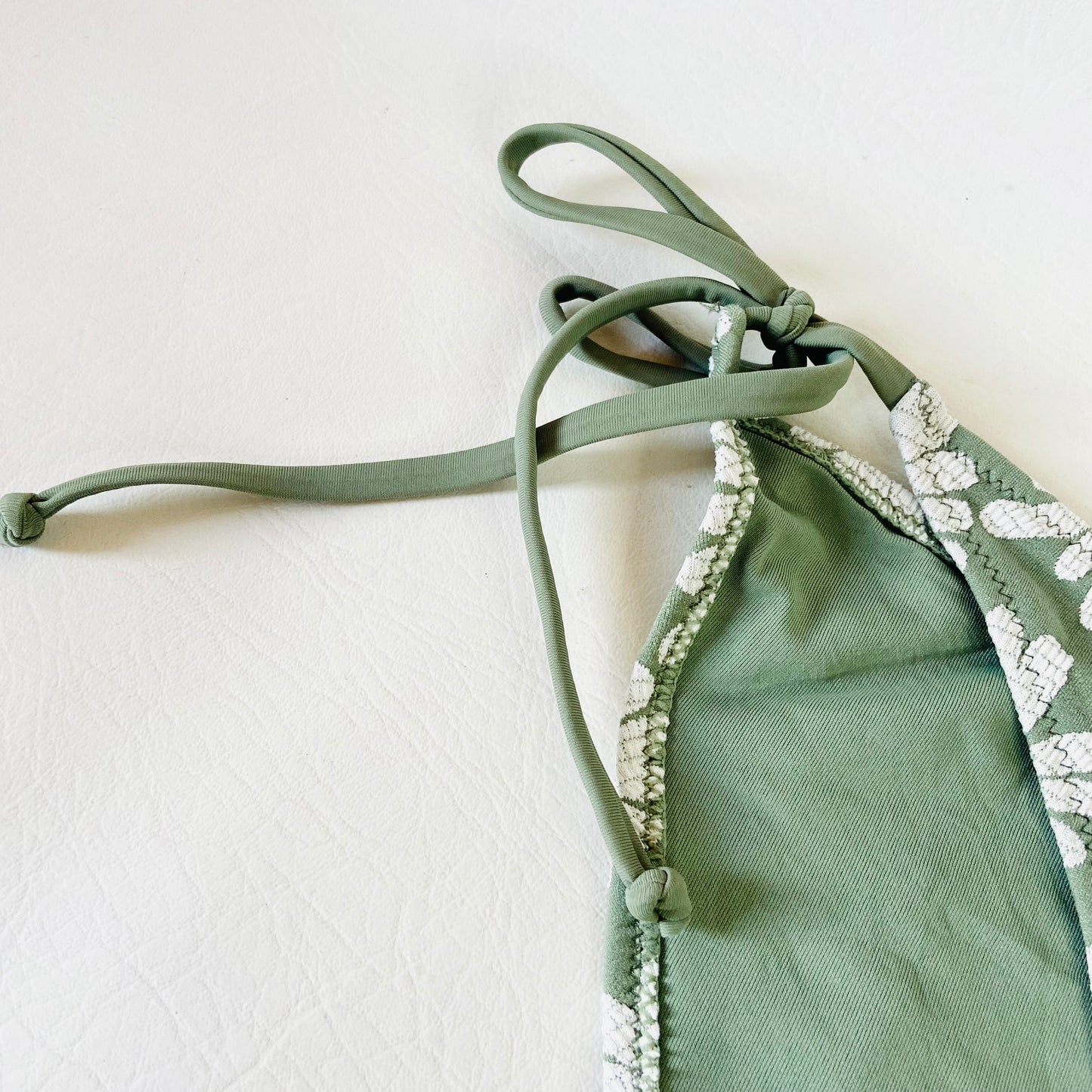 John Lewis Anyday Sage Green Jacquard Floral String Bikini Brief Size 16 NEW