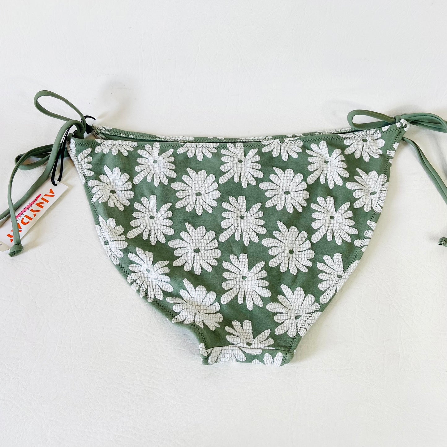 John Lewis Anyday Sage Green Jacquard Floral String Bikini Brief Size 16 NEW