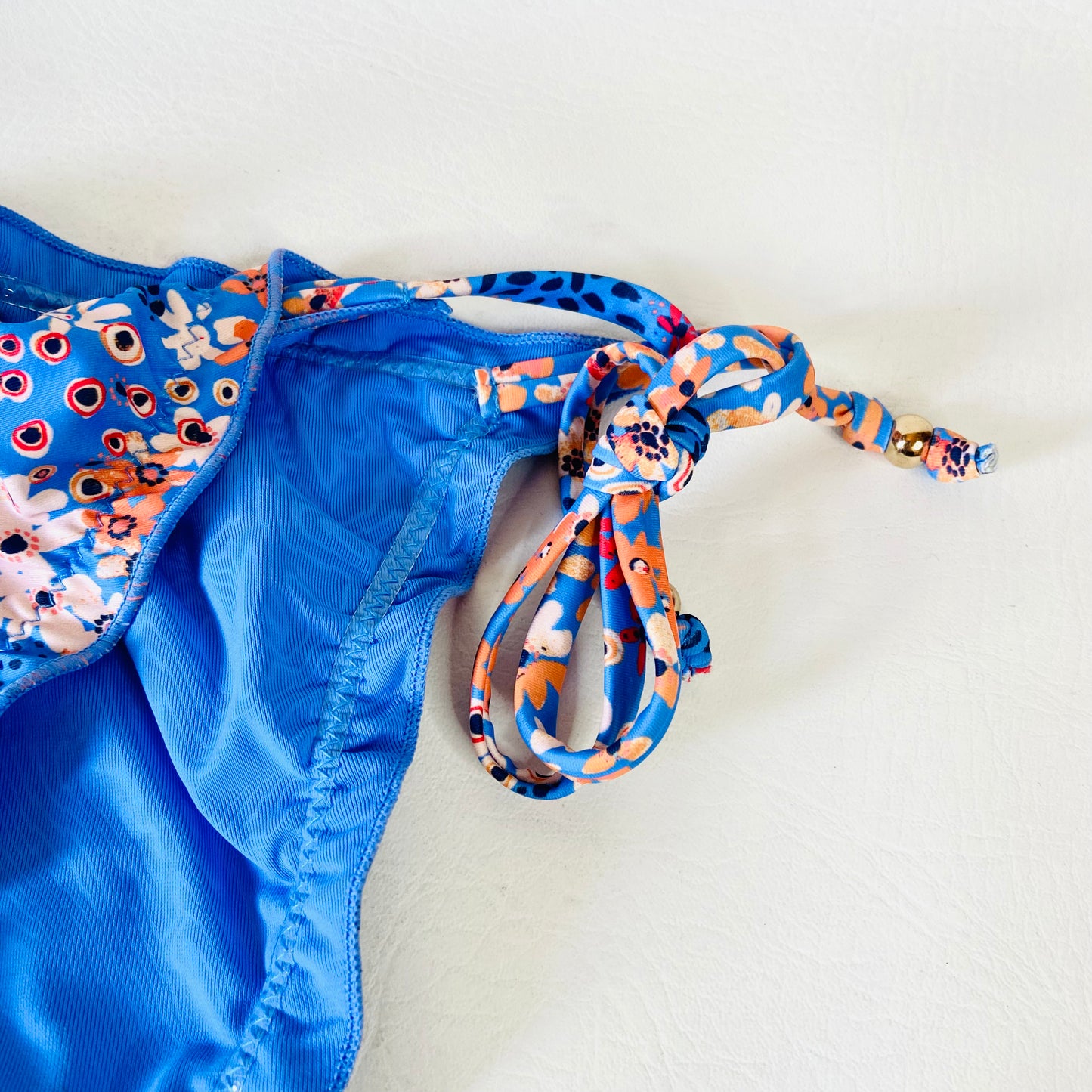 John Lewis AND/OR Ditsy Dreamworld Frill Blue String Bikini Brief Size 16 NEW