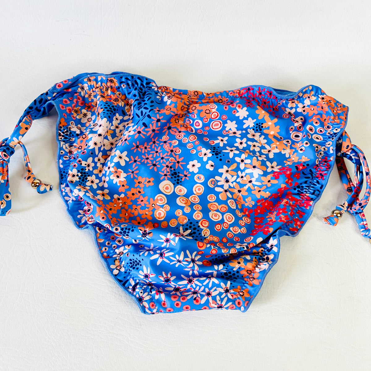John Lewis AND/OR Ditsy Dreamworld Frill Blue String Bikini Brief Size 16 NEW