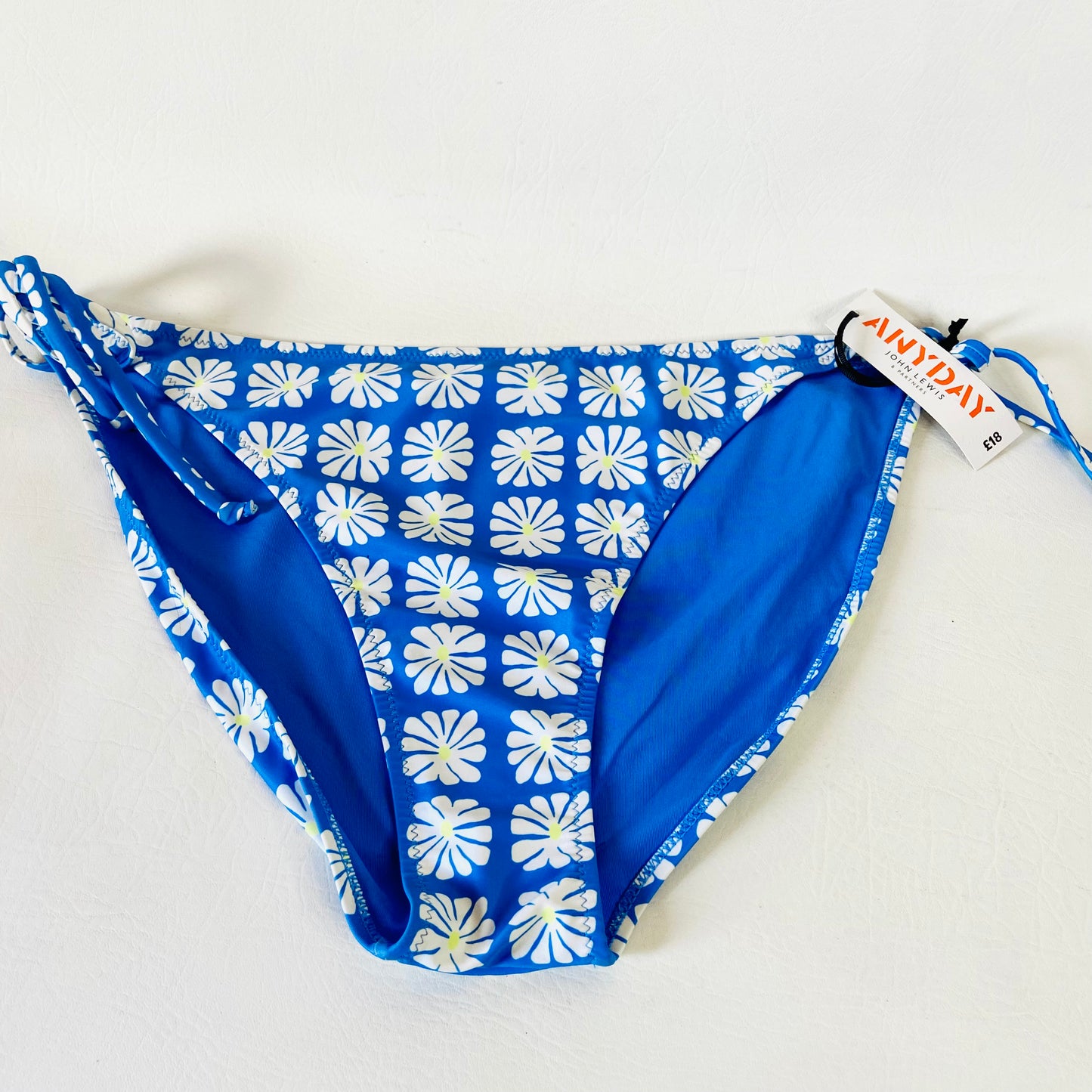 John Lewis ANYDAY Cosmos Tie Side Bikini Bottom, Pack of 2 Sonic Blue UK 18 NEW
