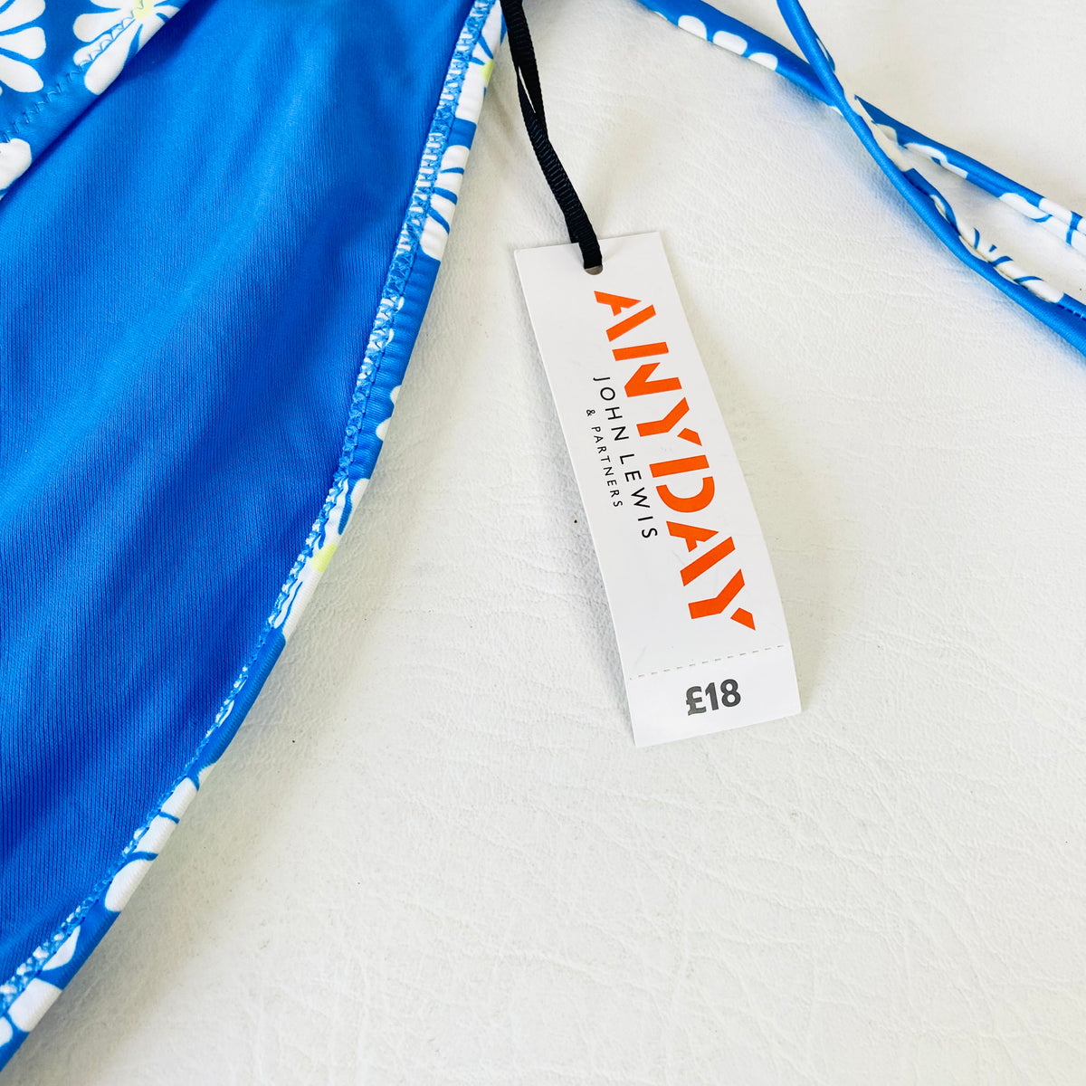John Lewis ANYDAY Cosmos Tie Side Bikini Bottom, Pack of 2 Sonic Blue UK 18 NEW