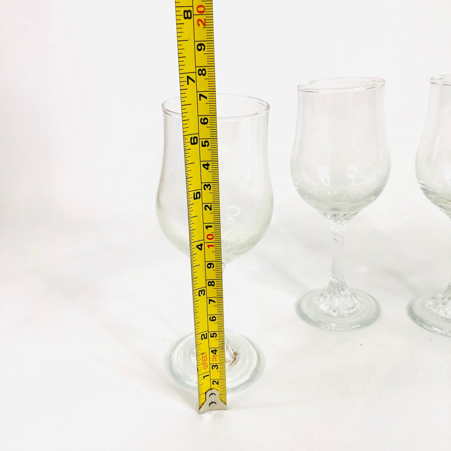Set Of 4 Antique Twisted Stem Cordial Sherry Aperitif Liquor Glass 16cm Tall