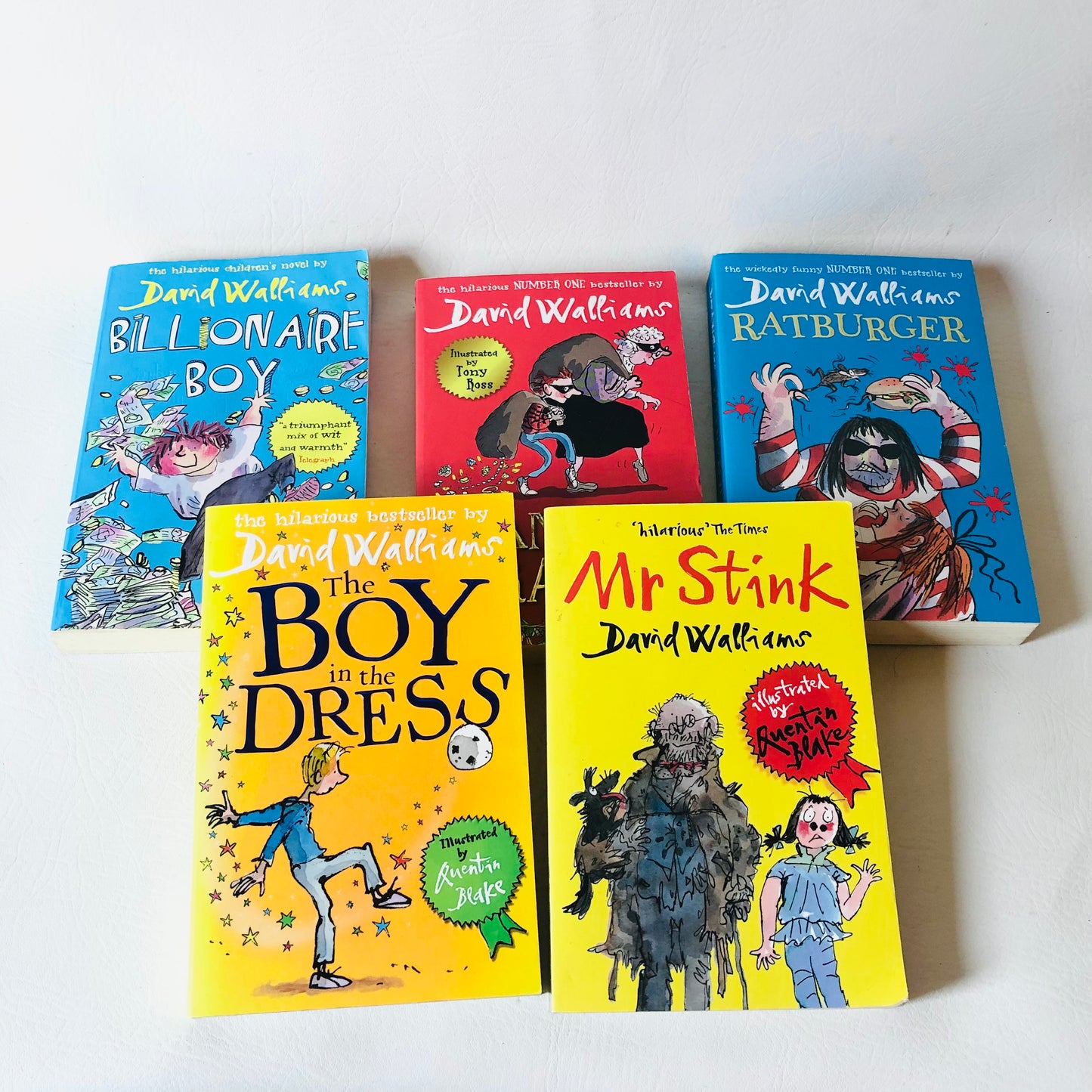 5x David Walliams Paperback Book Bundle (Ratburger / Mr Stink / Gangsta Granny / Billionaire Boy / Boy in a Dress)