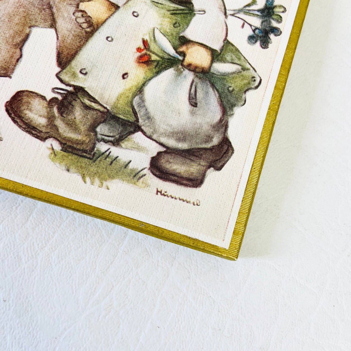 Hummel Postcard Illustration Of Boy & Girl Walking Mounted Wall Art 11 x 13cm West Germany