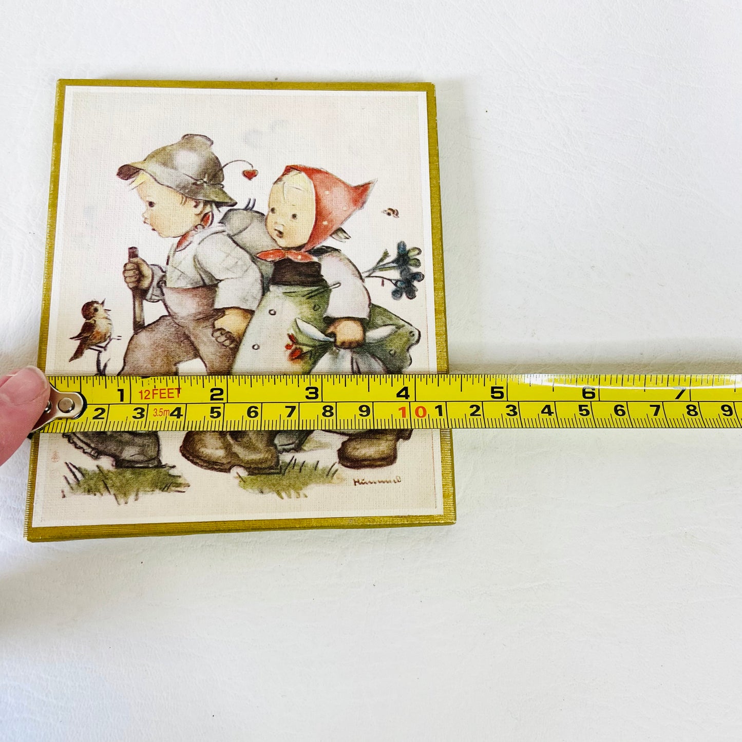 Hummel Postcard Illustration Of Boy & Girl Walking Mounted Wall Art 11 x 13cm West Germany