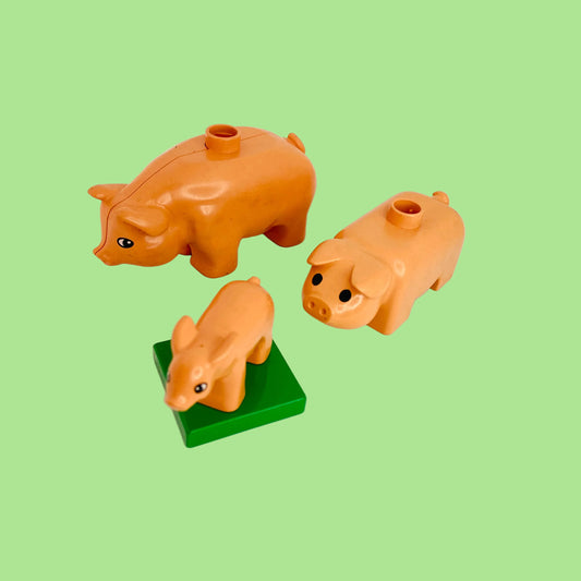 Vintage Set of 3 Duplo Lego Pigs & Piglet Farm Animal Figures (75726c01pb01 & 4011type1pb01 & pig02pb01) Rare