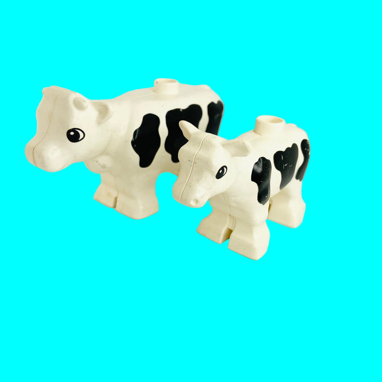 Vintage Set of 2 Duplo Lego Cow & Calf Farm Animal Figures (6679c01pb01 & 6673c01pb01) Rare 1990s