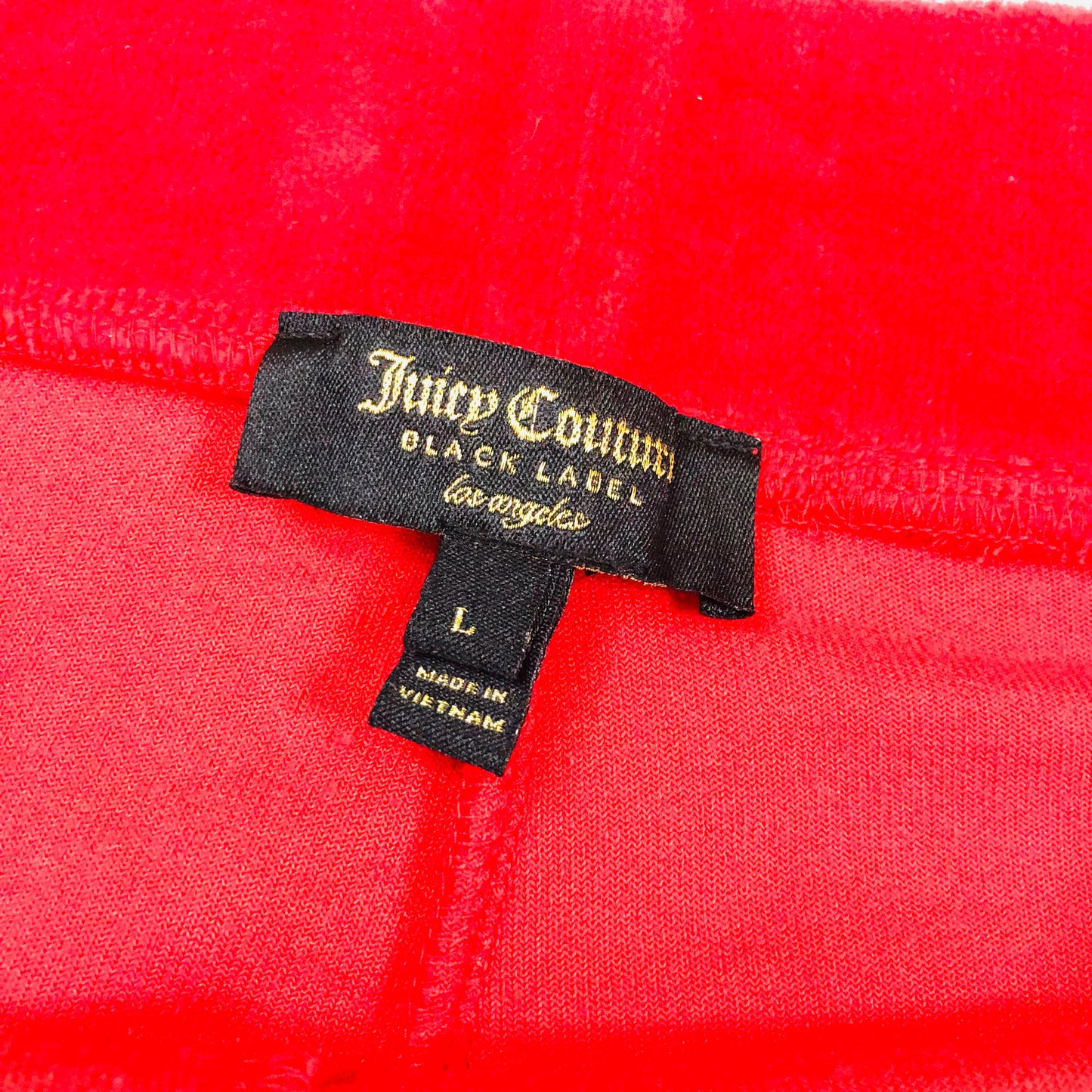 Juicy Couture Red Stirrup Velour Leggings 'LA 78' Logo Size Large NEW