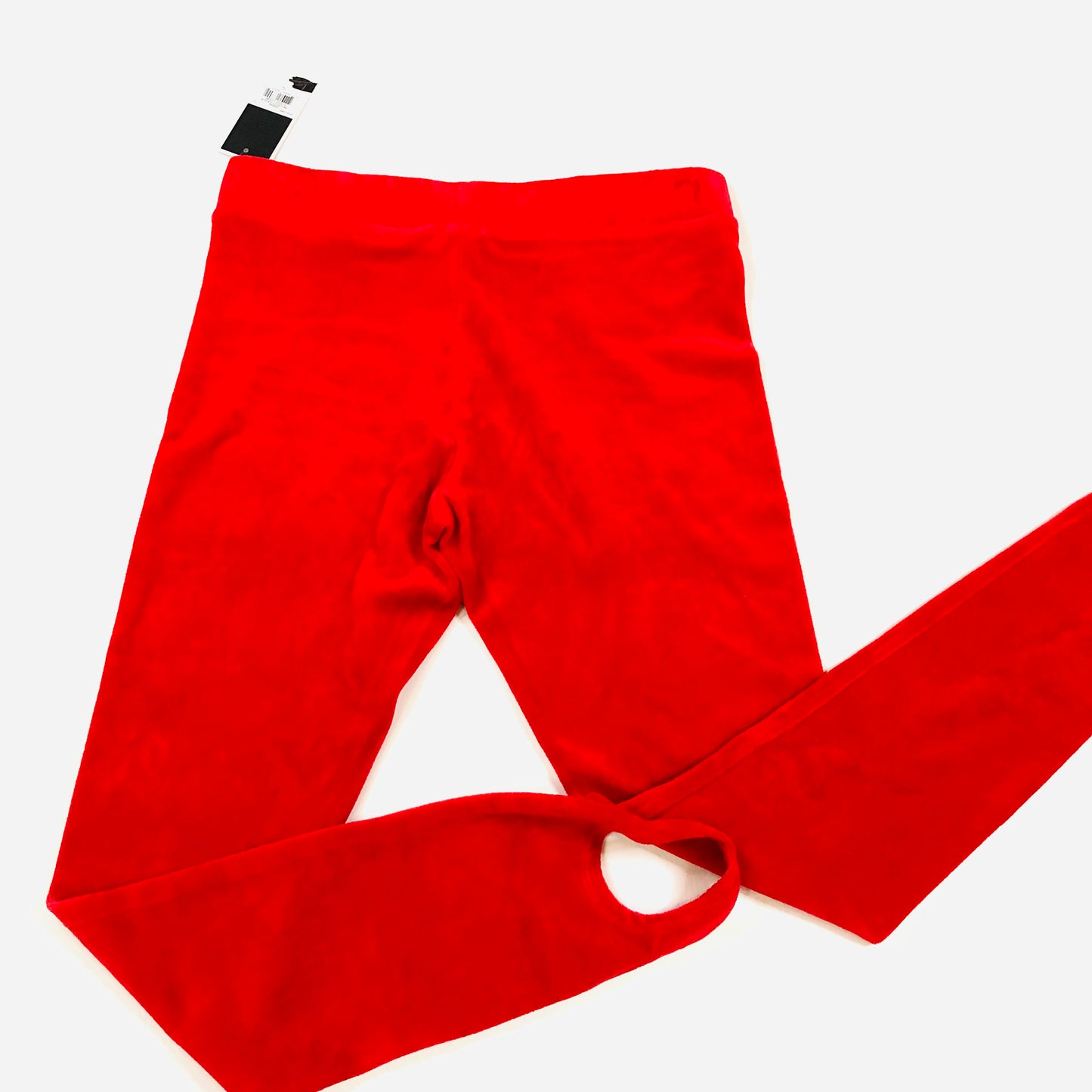 Juicy Couture Red Stirrup Velour Leggings 'LA 78' Logo Size Large NEW