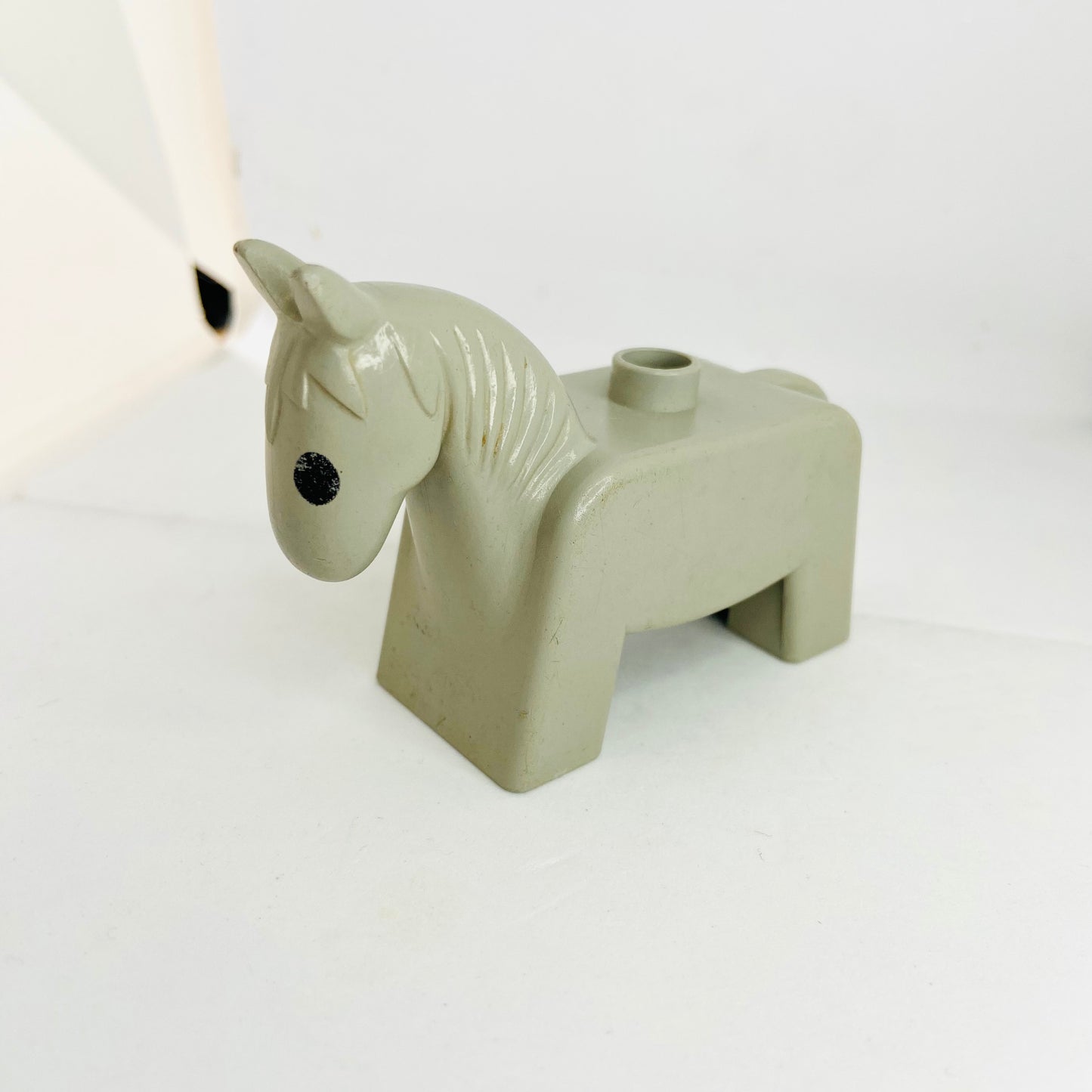 Vintage Set of 2 Duplo Lego Horses (Light Grey & Fabuland Brown) Farm Animal Figures 4009pb01 Rare 1980s