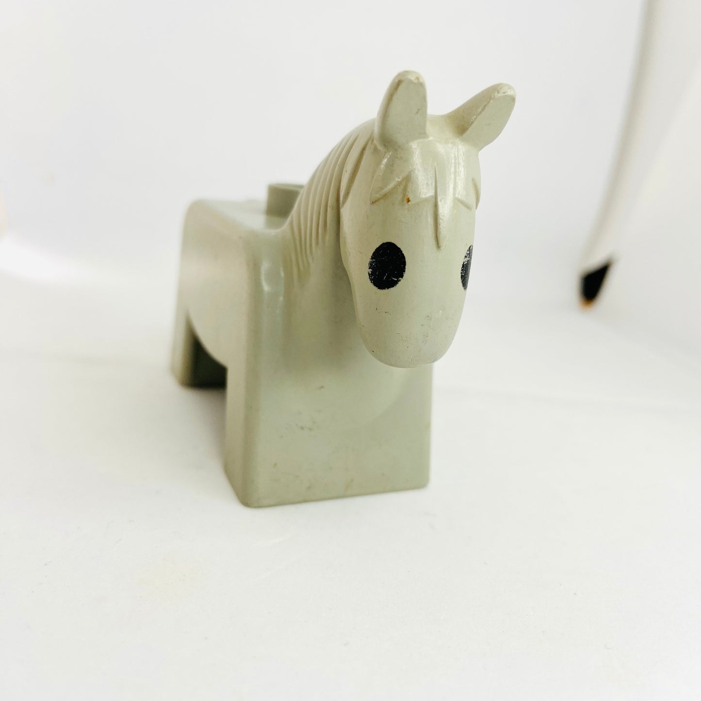 Vintage Set of 2 Duplo Lego Horses (Light Grey & Fabuland Brown) Farm Animal Figures 4009pb01 Rare 1980s