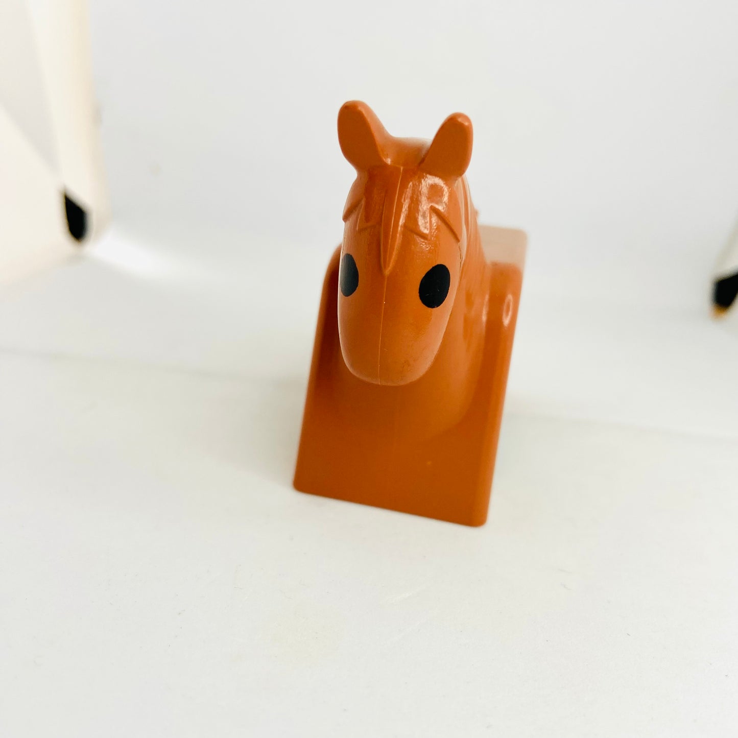 Vintage Set of 2 Duplo Lego Horses (Light Grey & Fabuland Brown) Farm Animal Figures 4009pb01 Rare 1980s