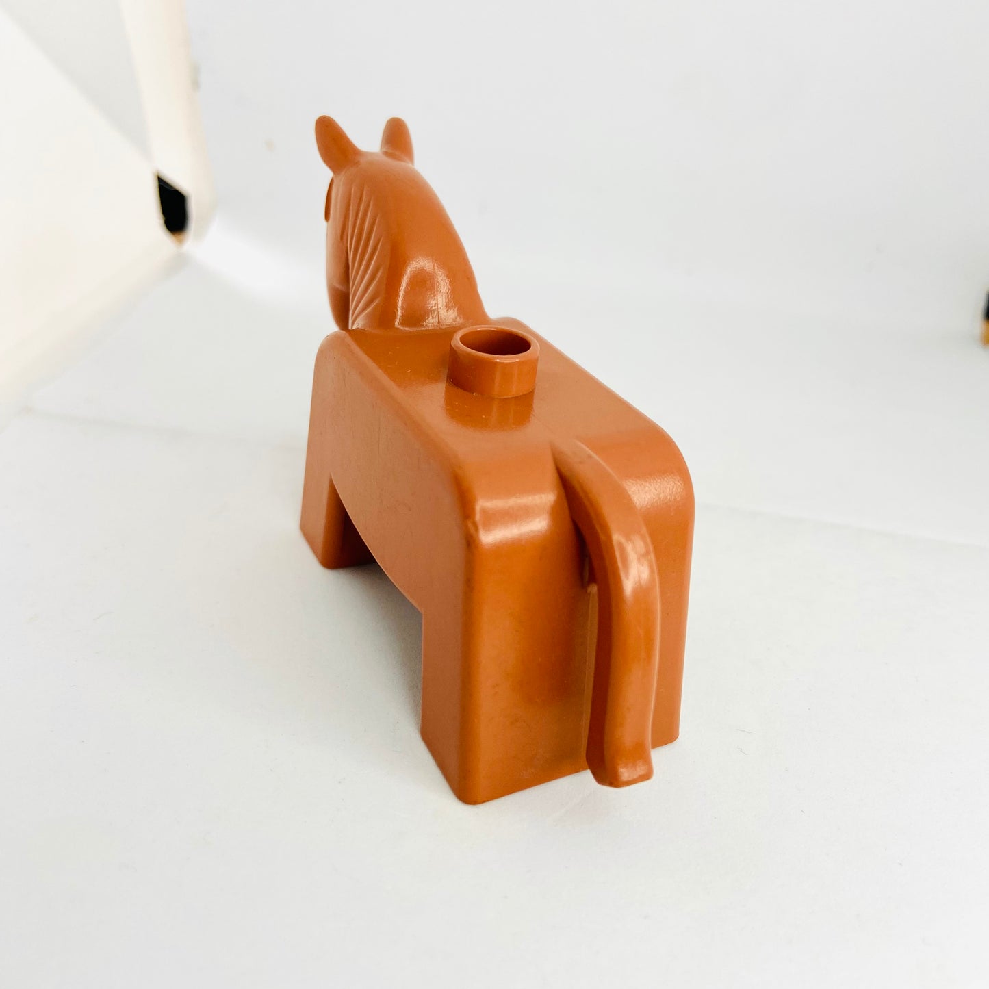 Vintage Set of 2 Duplo Lego Horses (Light Grey & Fabuland Brown) Farm Animal Figures 4009pb01 Rare 1980s