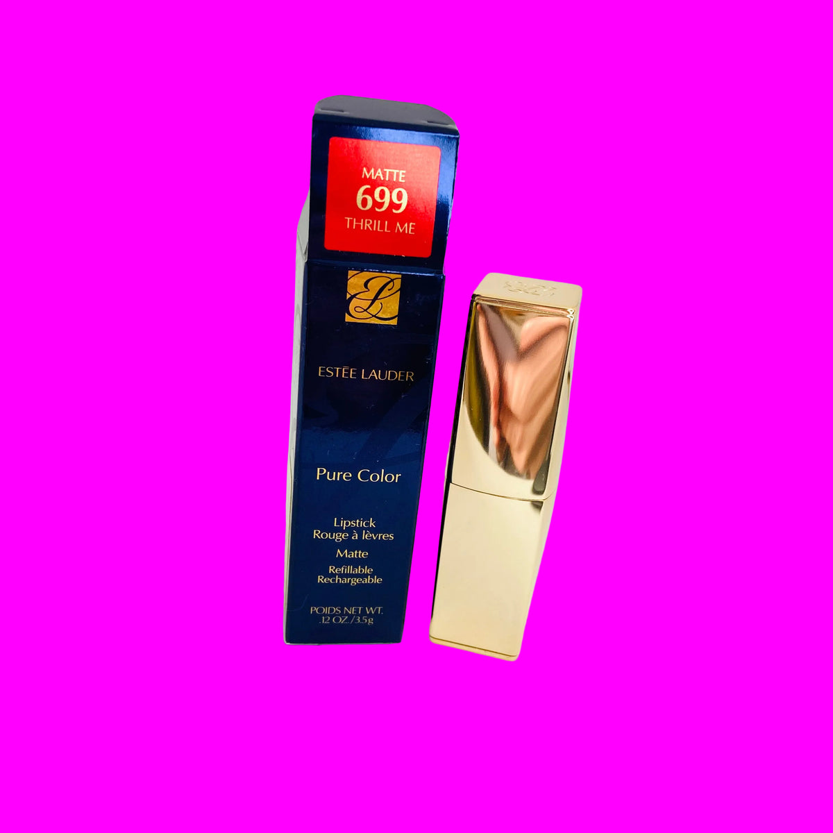 Estée Lauder Pure Color Matte Lipstick 699 Thrill Me (Thrilling Red Colour) Full Size 3.5g NEW & Boxed