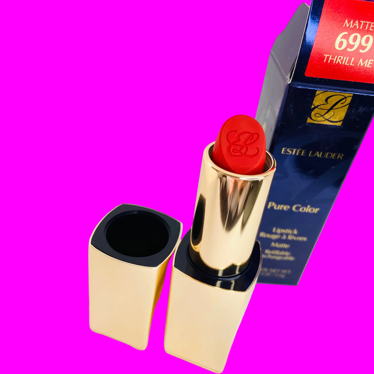 Estée Lauder Pure Color Matte Lipstick 699 Thrill Me (Thrilling Red Colour) Full Size 3.5g NEW & Boxed