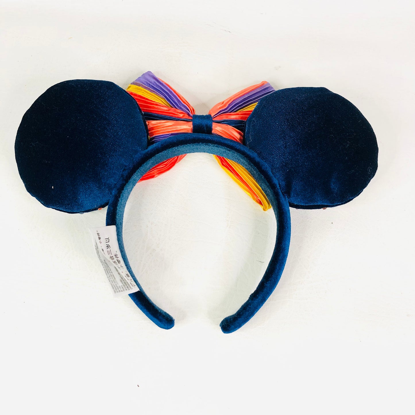 Disney Parks Rainbow Pride Navy Felt Studded Headband Minnie Mouse Ears Striped