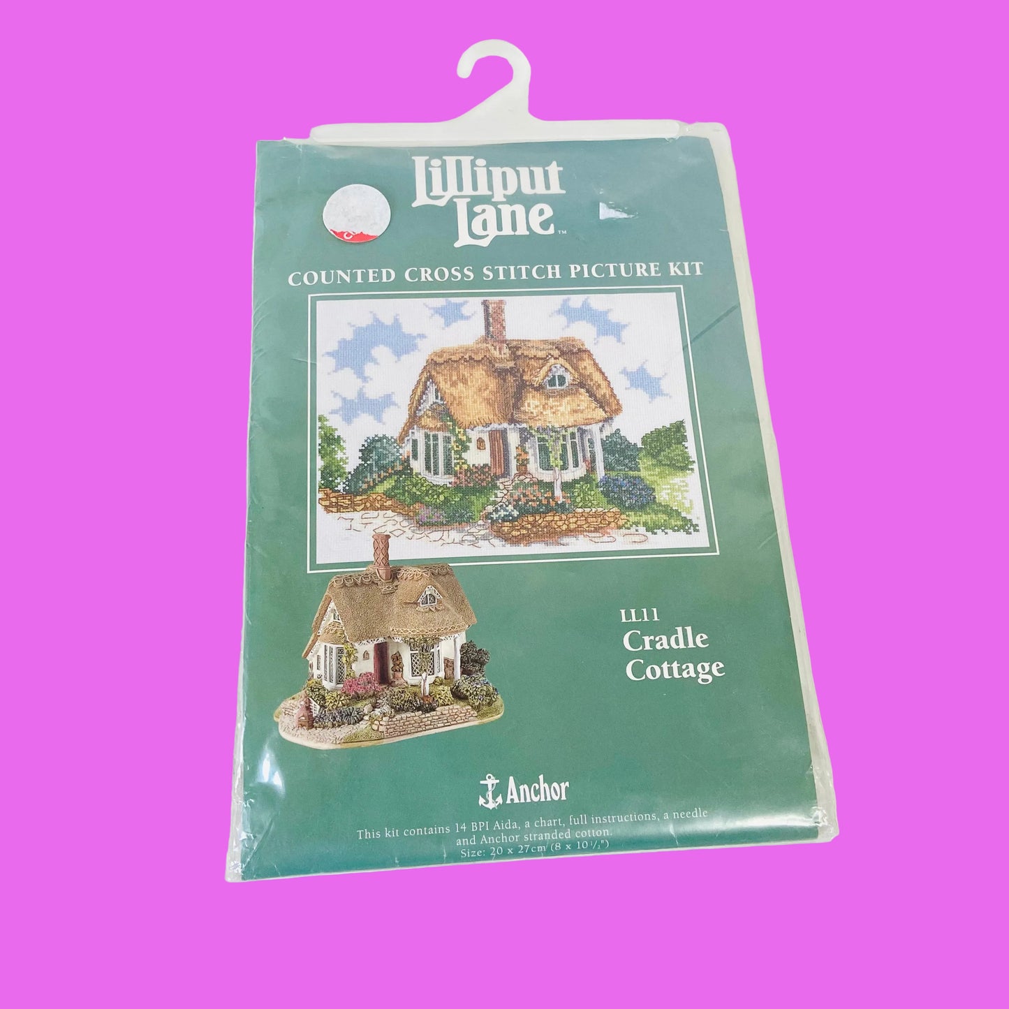 Anchor | Lilliput Lane | LL11 Cradle Cottage | Counted Cross Stitch Kit | Retro 1990s | NEW