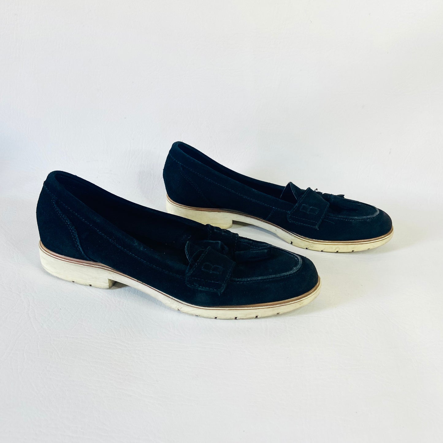 Kurt Geiger | Black Suede Leather | Tassel Loafers Flat Shoes | Size 6 (39) | Work Casual