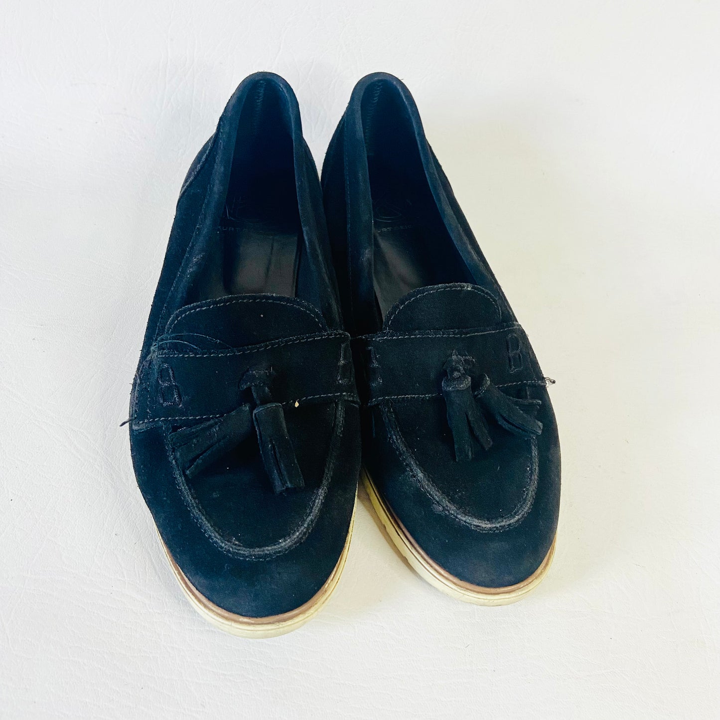 Kurt Geiger | Black Suede Leather | Tassel Loafers Flat Shoes | Size 6 (39) | Work Casual