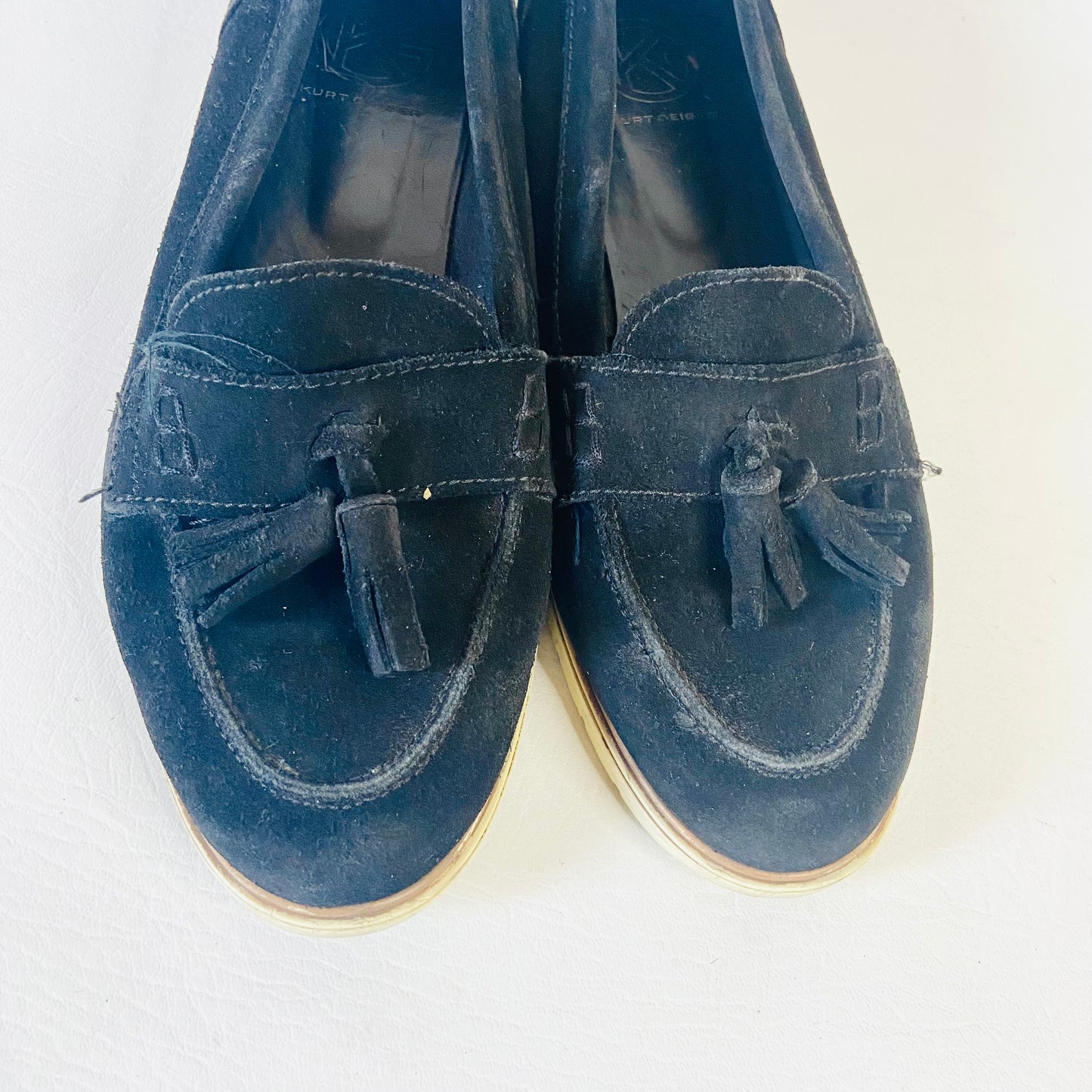 Kurt Geiger | Black Suede Leather | Tassel Loafers Flat Shoes | Size 6 (39) | Work Casual