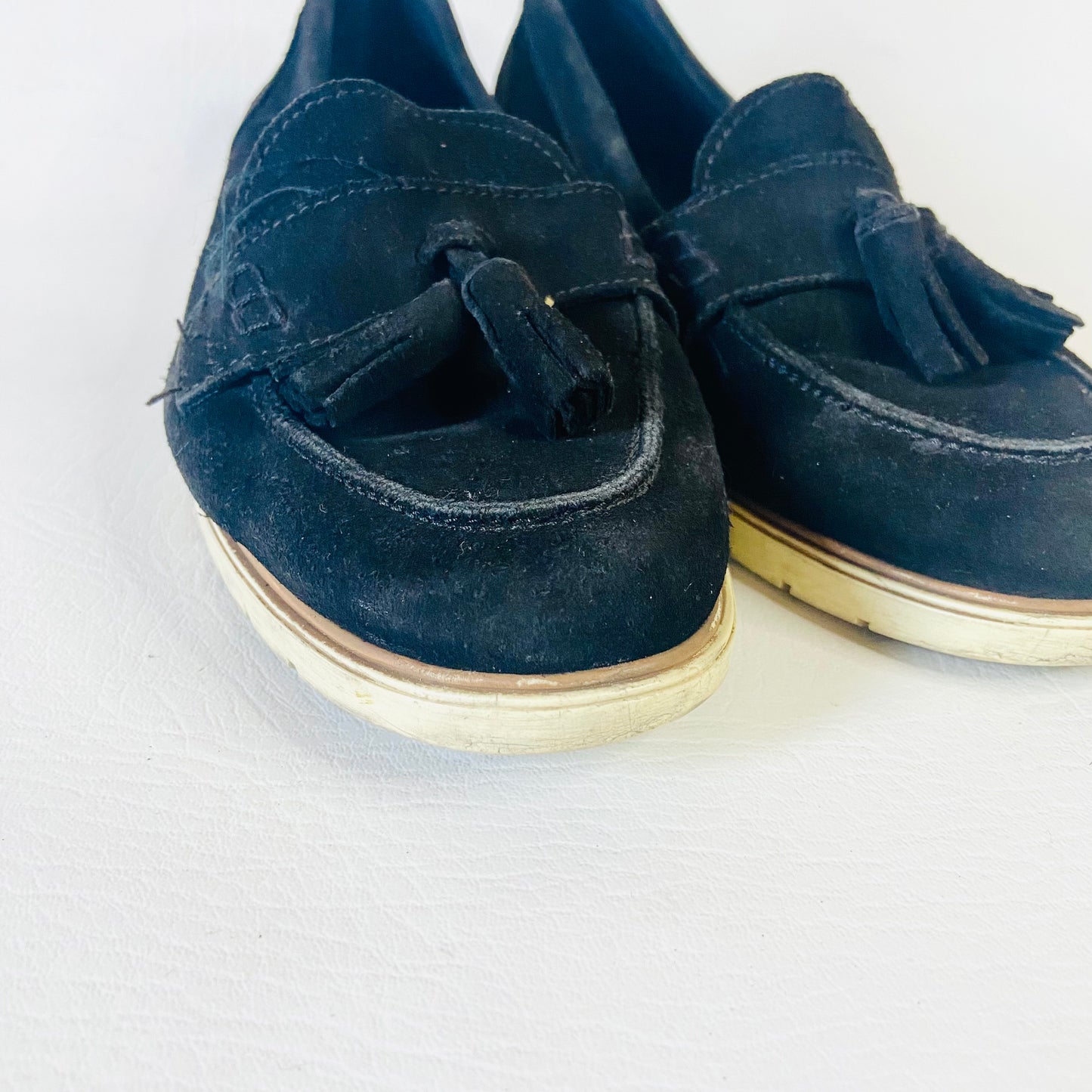 Kurt Geiger | Black Suede Leather | Tassel Loafers Flat Shoes | Size 6 (39) | Work Casual