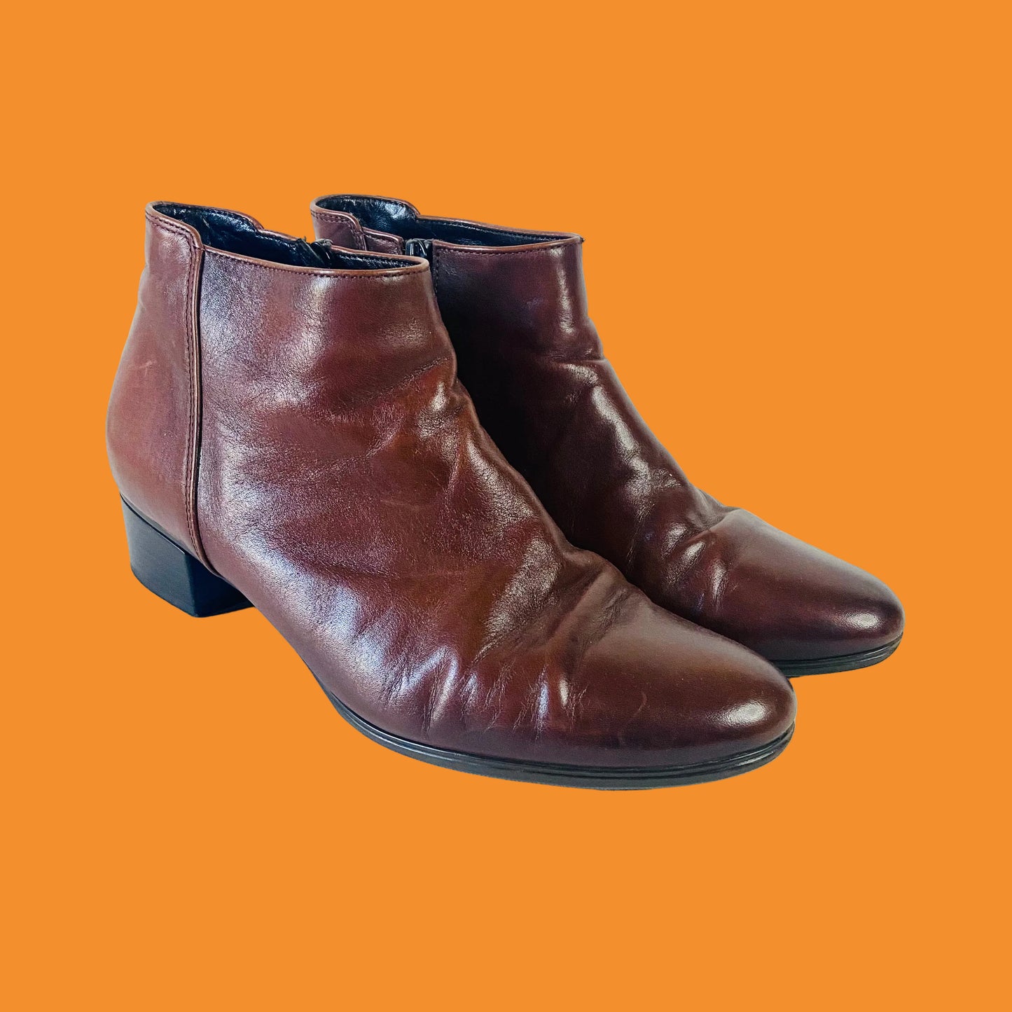 Gabor | Chocolate Brown | Soft Leather Low Heel Ankle Chelsea Boot | Size UK 7