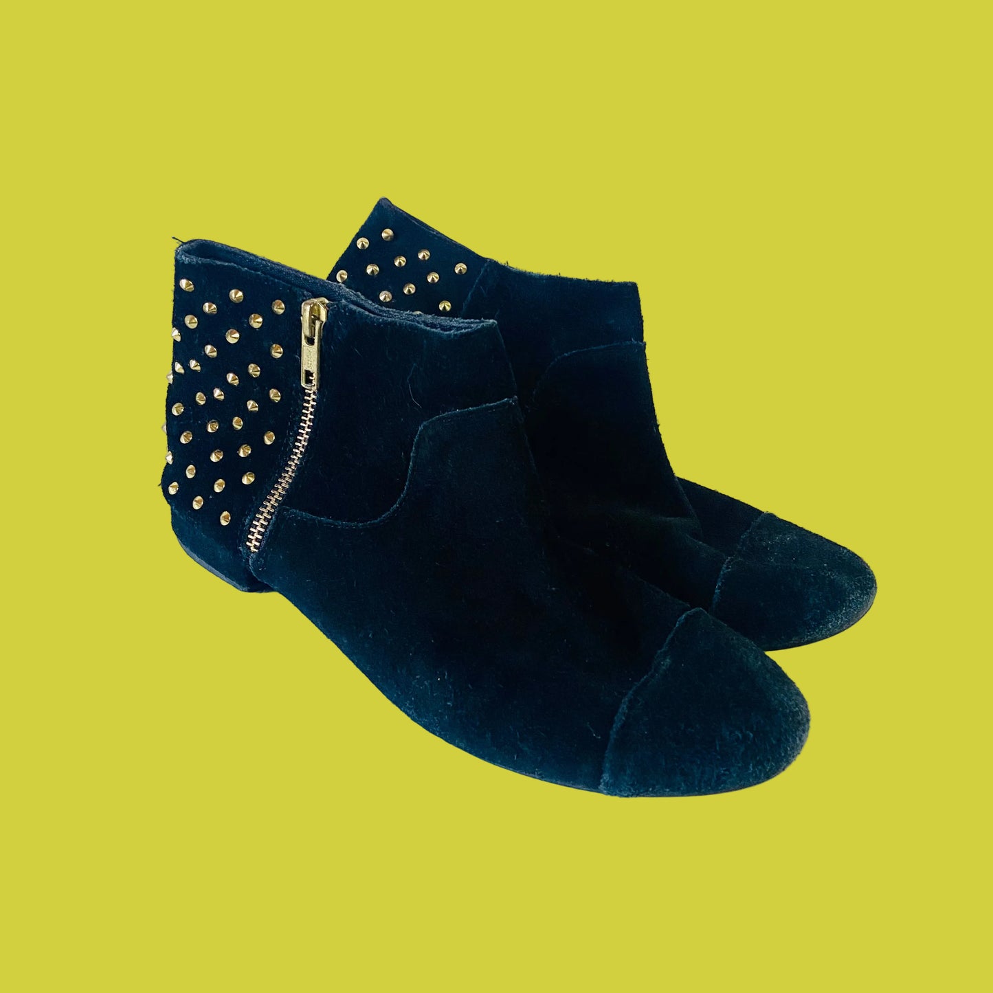 Topshop | Millicent Studded Black Suede Flat Ankle Boots | Edgy Boho Festival | Size 5 (38)