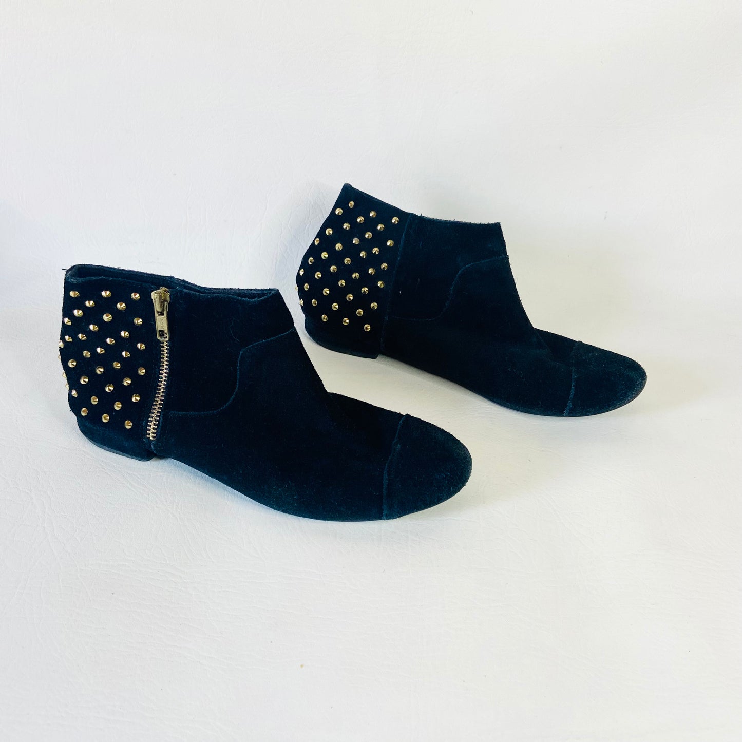 Topshop | Millicent Studded Black Suede Flat Ankle Boots | Edgy Boho Festival | Size 5 (38)
