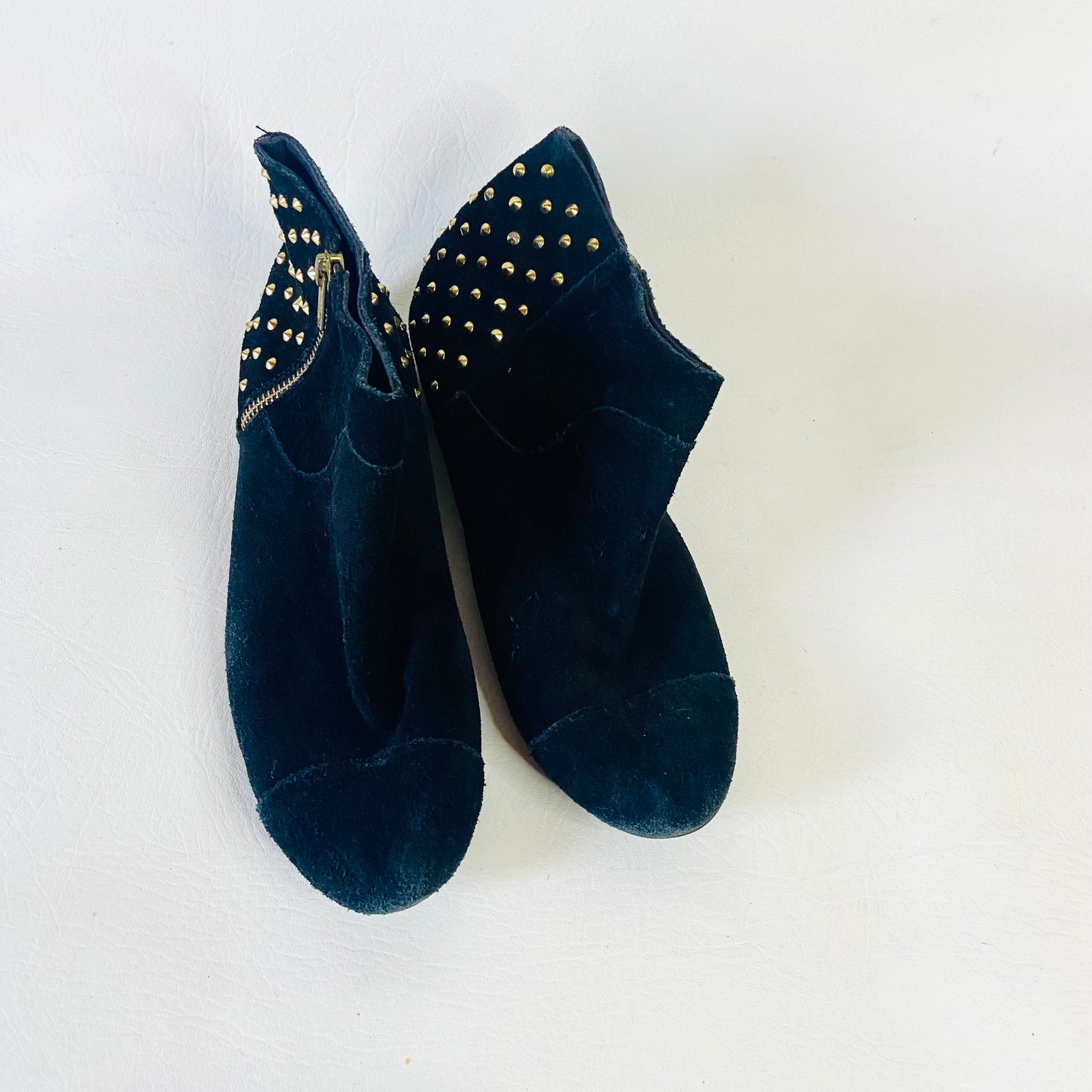 Topshop | Millicent Studded Black Suede Flat Ankle Boots | Edgy Boho Festival | Size 5 (38)