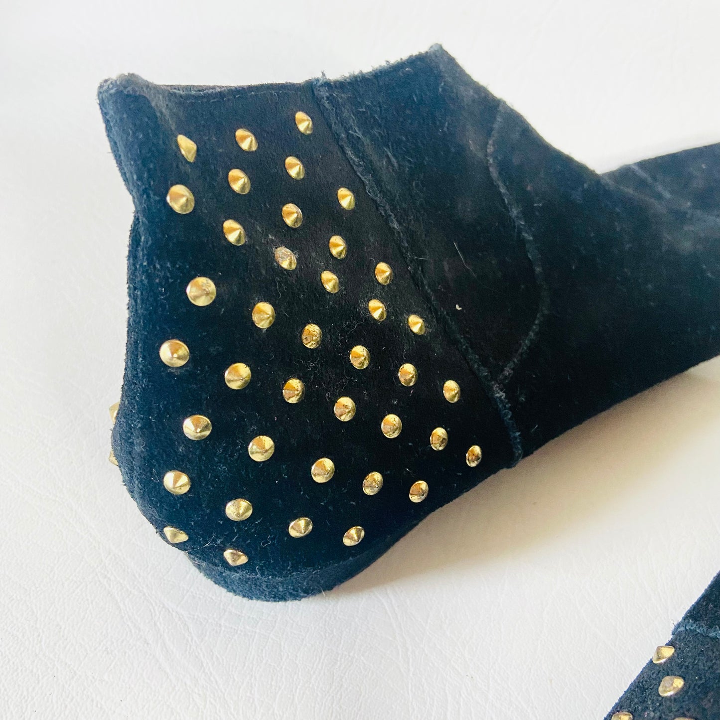 Topshop | Millicent Studded Black Suede Flat Ankle Boots | Edgy Boho Festival | Size 5 (38)