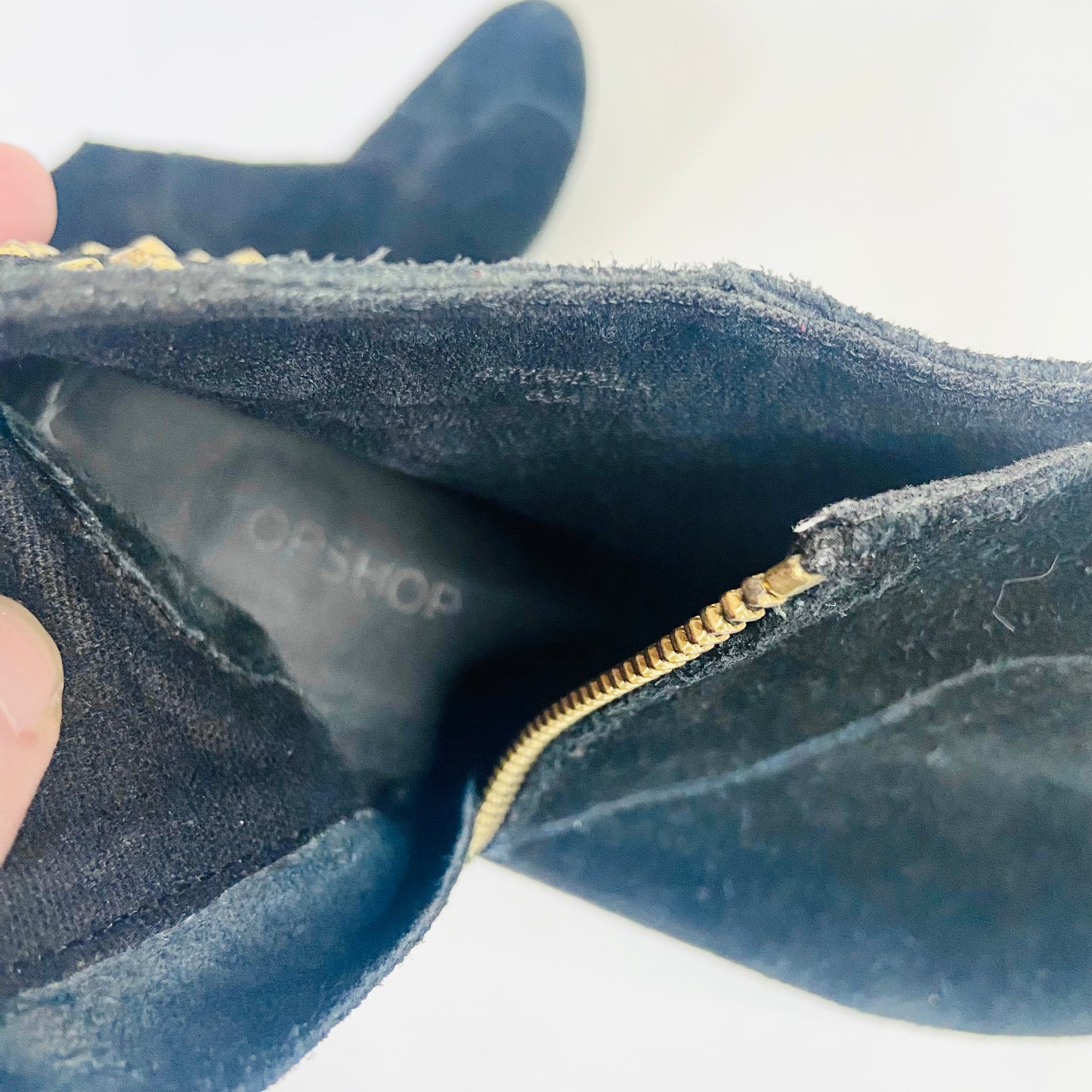 Topshop | Millicent Studded Black Suede Flat Ankle Boots | Edgy Boho Festival | Size 5 (38)