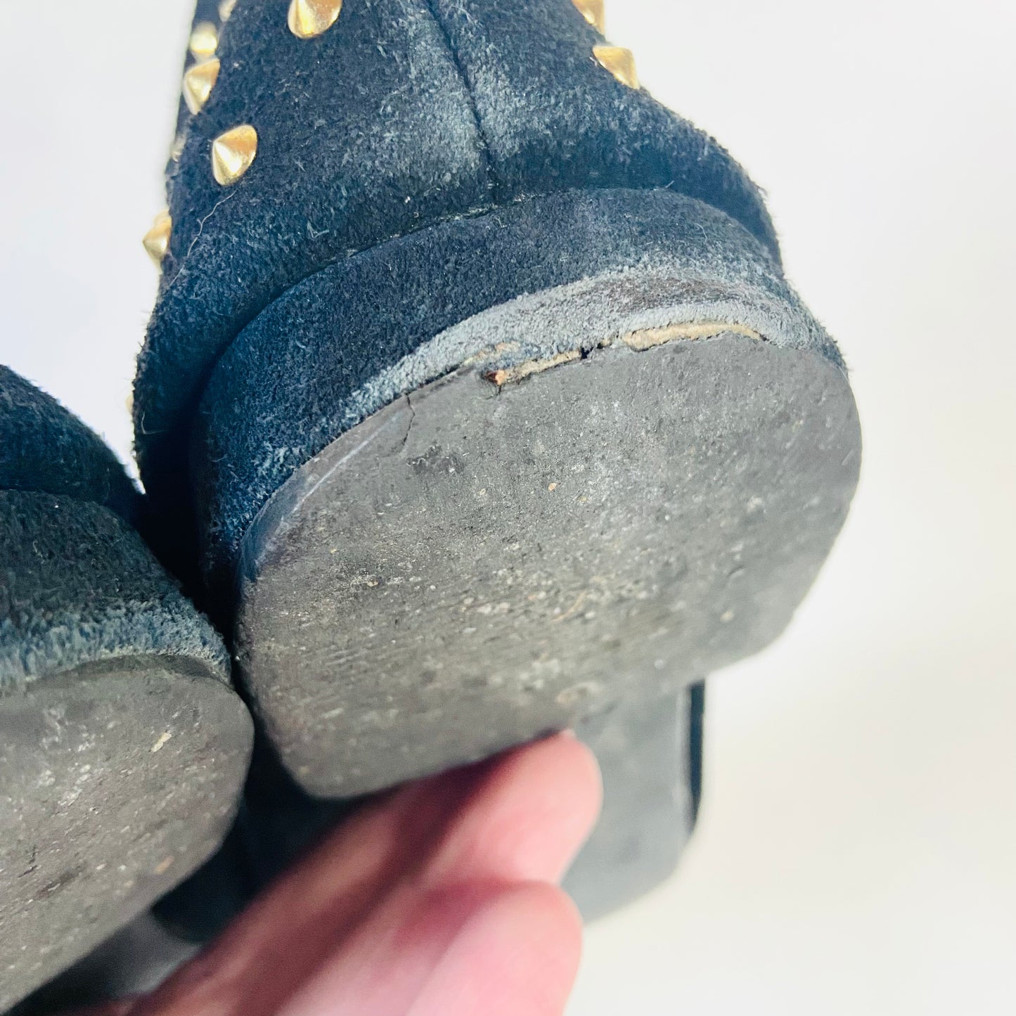 Topshop | Millicent Studded Black Suede Flat Ankle Boots | Edgy Boho Festival | Size 5 (38)