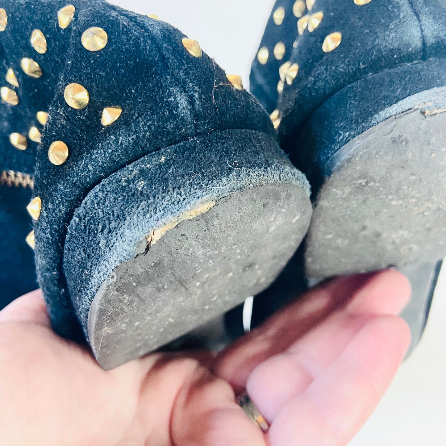 Topshop | Millicent Studded Black Suede Flat Ankle Boots | Edgy Boho Festival | Size 5 (38)