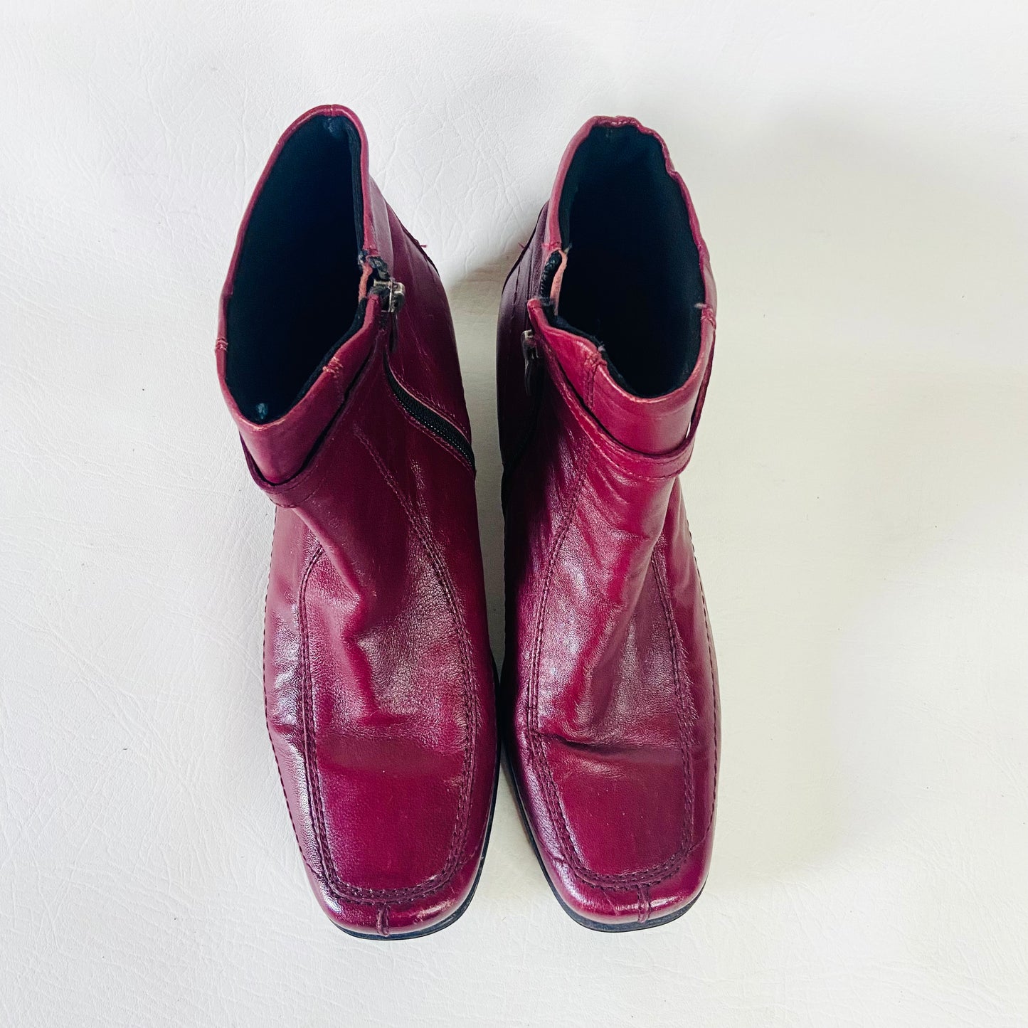 Lotus | Cherry Red Burgundy Maroon | Soft Leather Flat Ankle Boots | Size 5 (38)