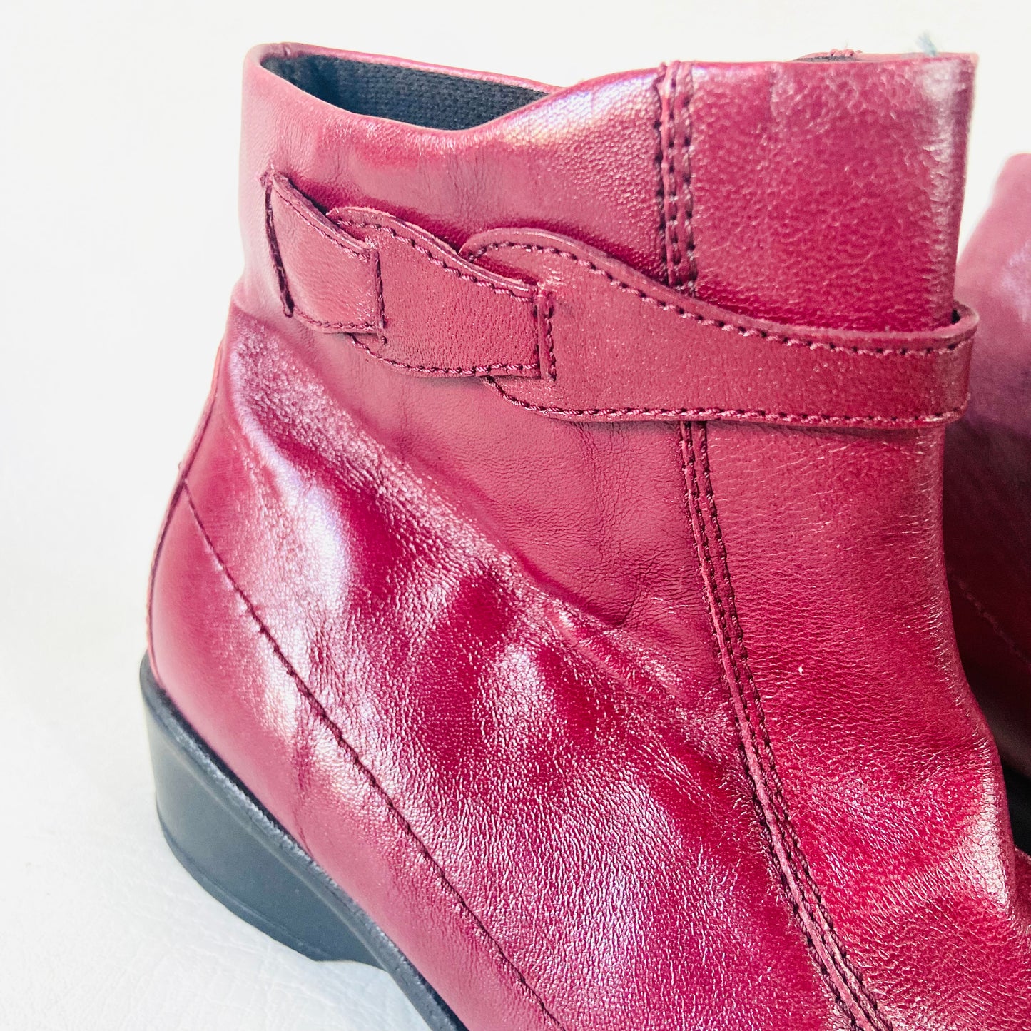 Lotus | Cherry Red Burgundy Maroon | Soft Leather Flat Ankle Boots | Size 5 (38)