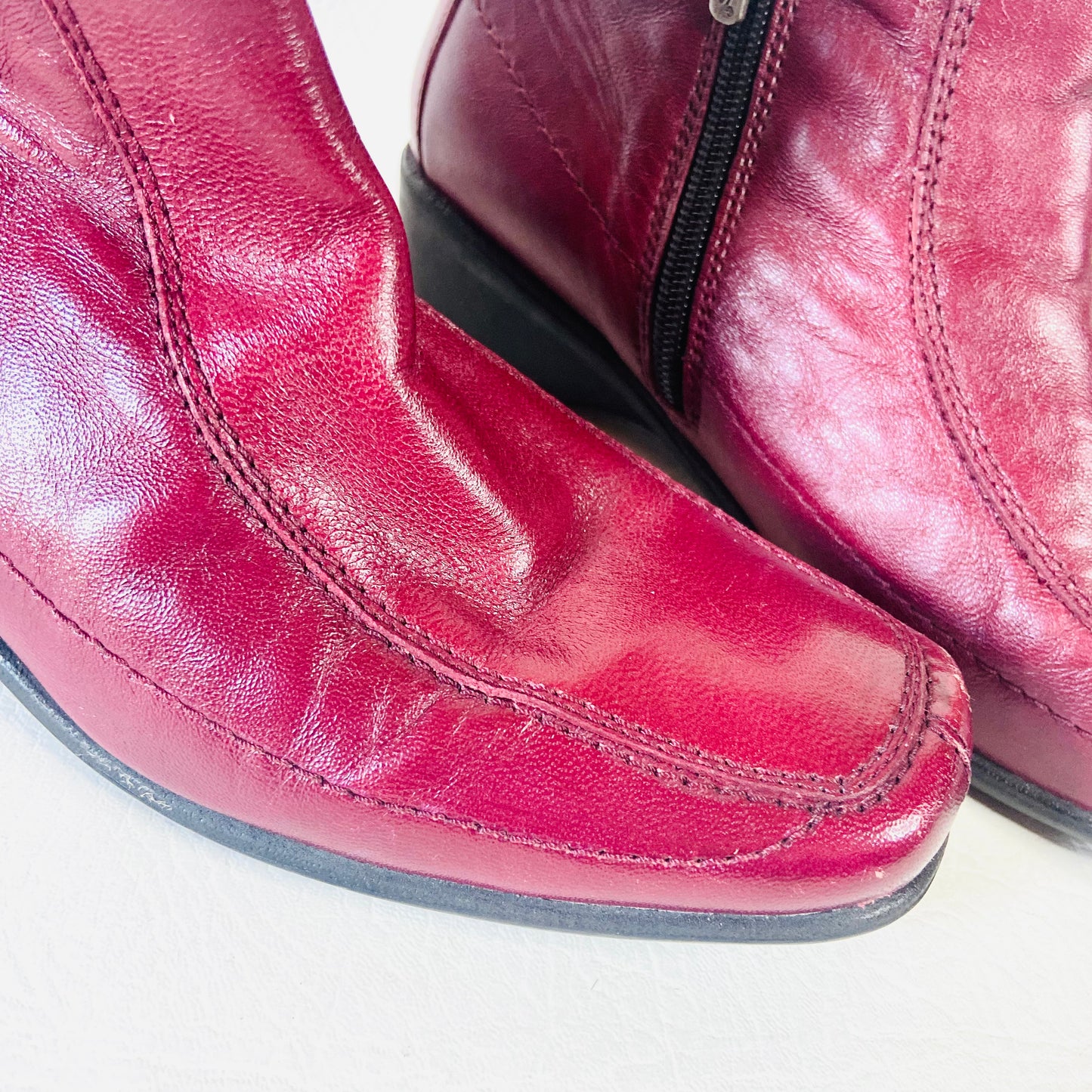 Lotus | Cherry Red Burgundy Maroon | Soft Leather Flat Ankle Boots | Size 5 (38)