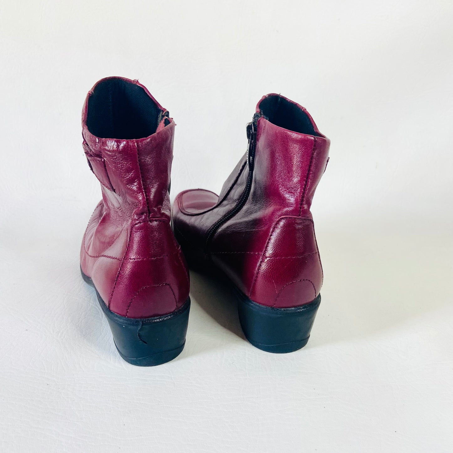 Lotus | Cherry Red Burgundy Maroon | Soft Leather Flat Ankle Boots | Size 5 (38)