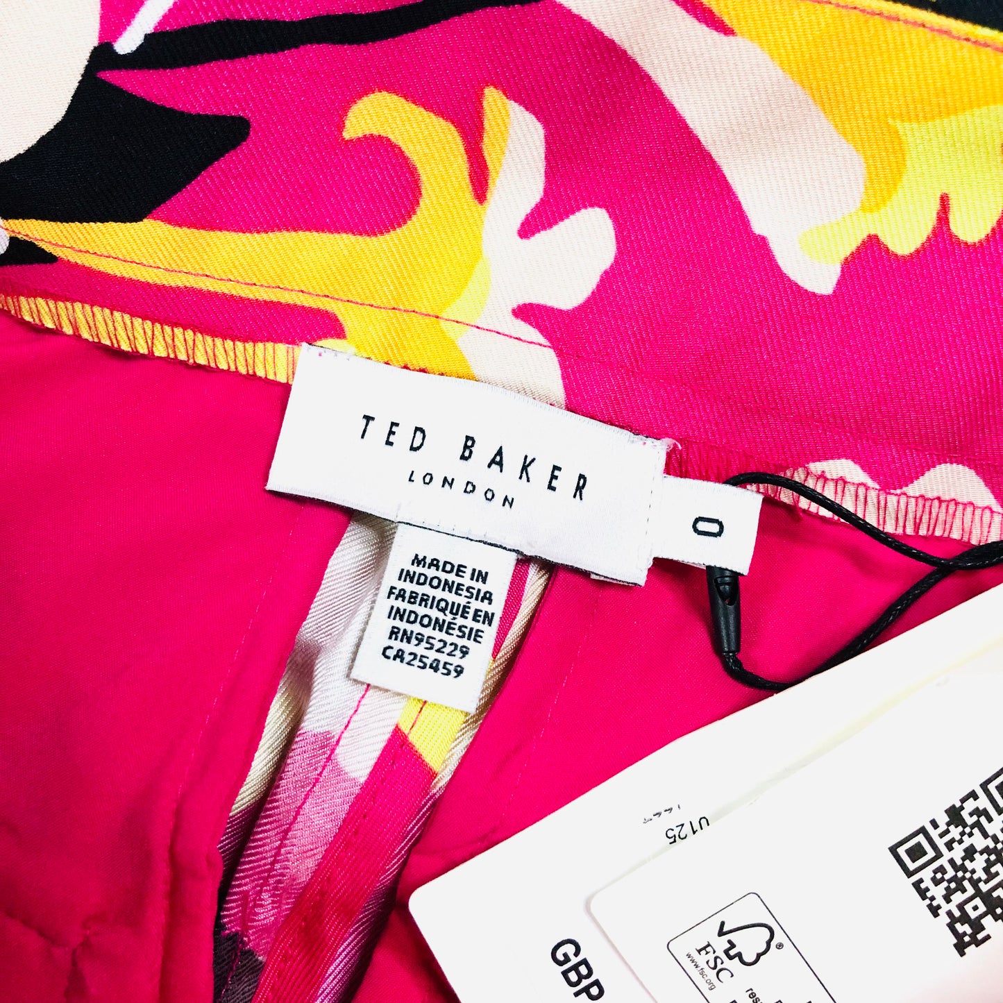 Ted Baker Thiana Belted Floral Print Shorts Pink & Yellow Size 0 (UK 6-8) NEW
