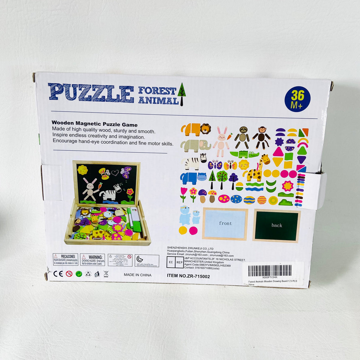 Traditional Wooden Childrens Animal Puzzle | Magnetic | Chalkboard | Whiteboard | 123 Pieces