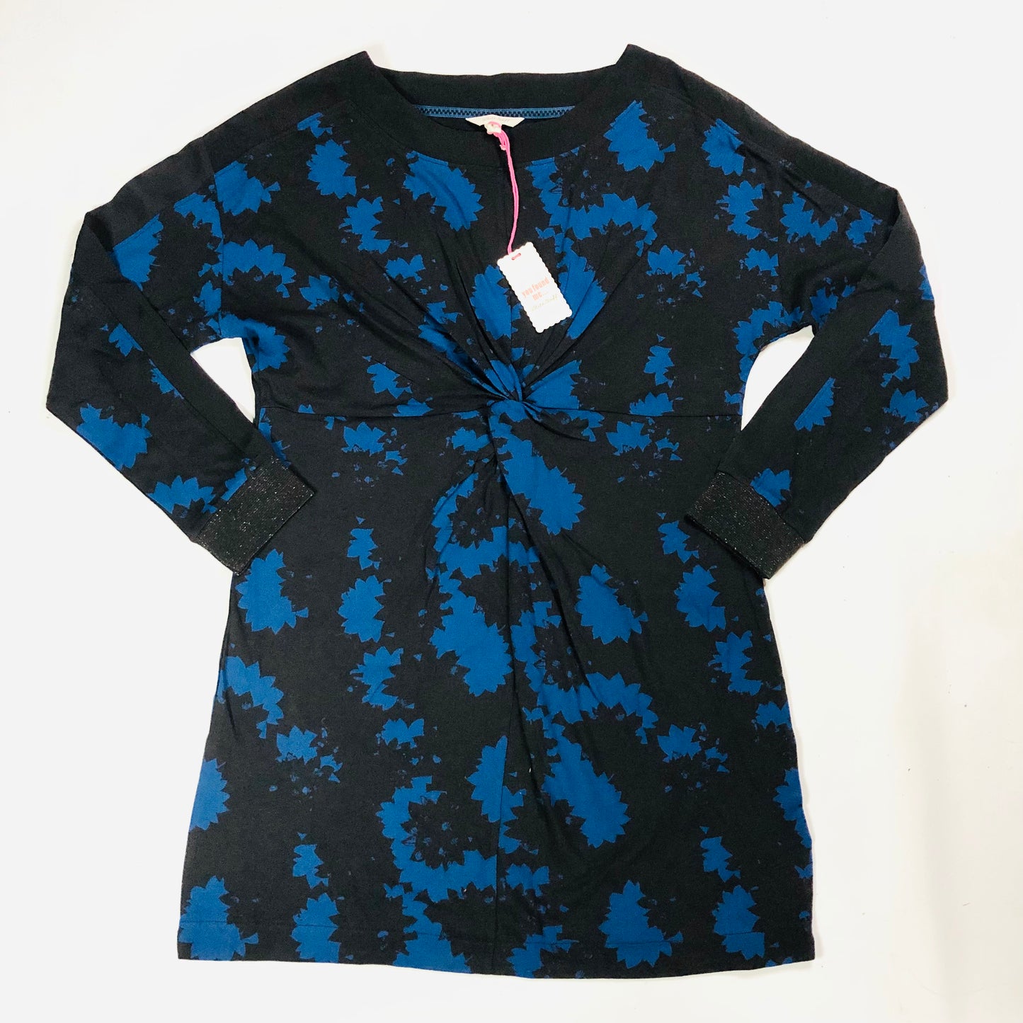 White Stuff Holly Jersey Tunic Dress Top Dark Grey Blue Twist Front Size 10 NEW
