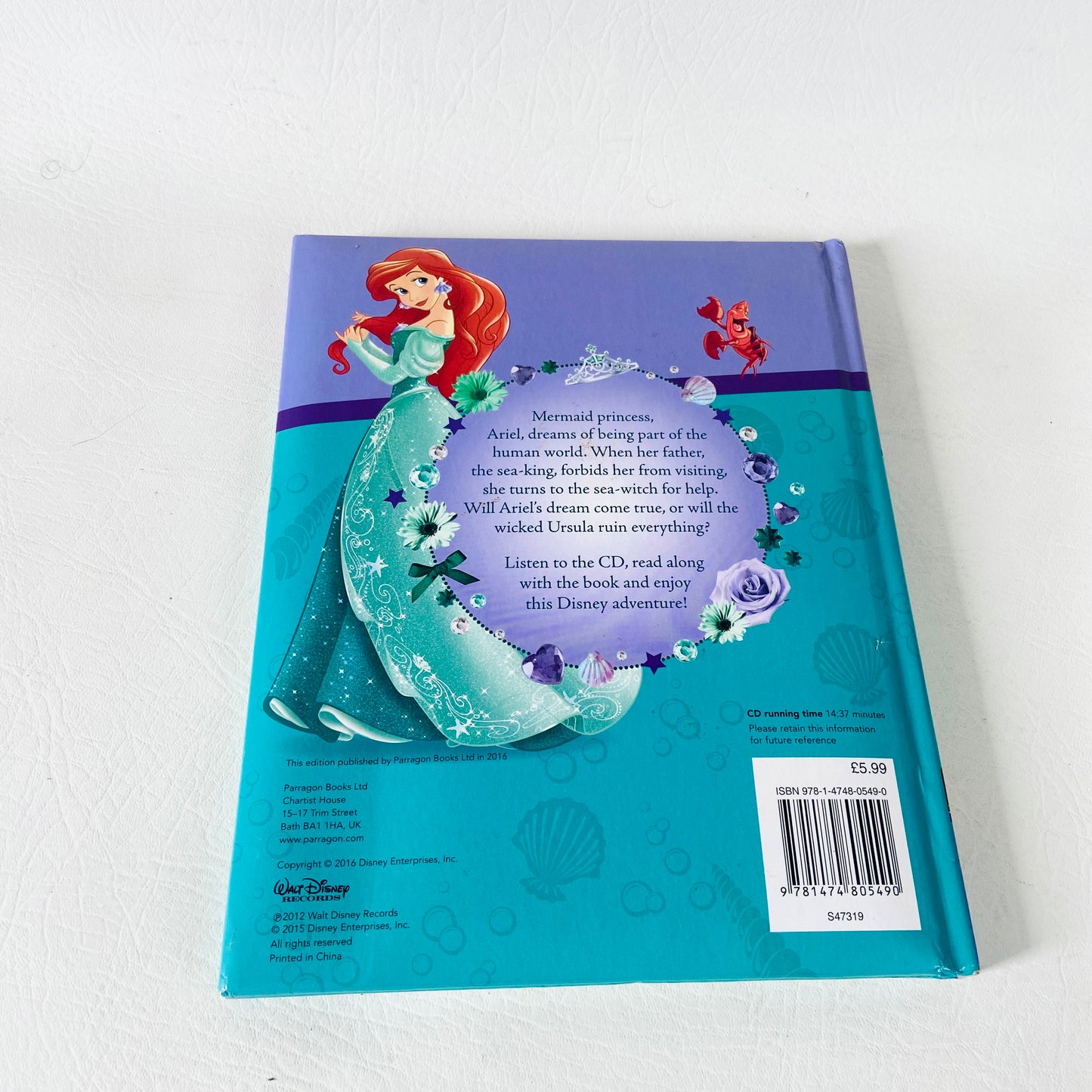 Disney Princess | 2x Read Along Book & CD Bundle | Kids Young Reader | Little Mermaid & Snow White
