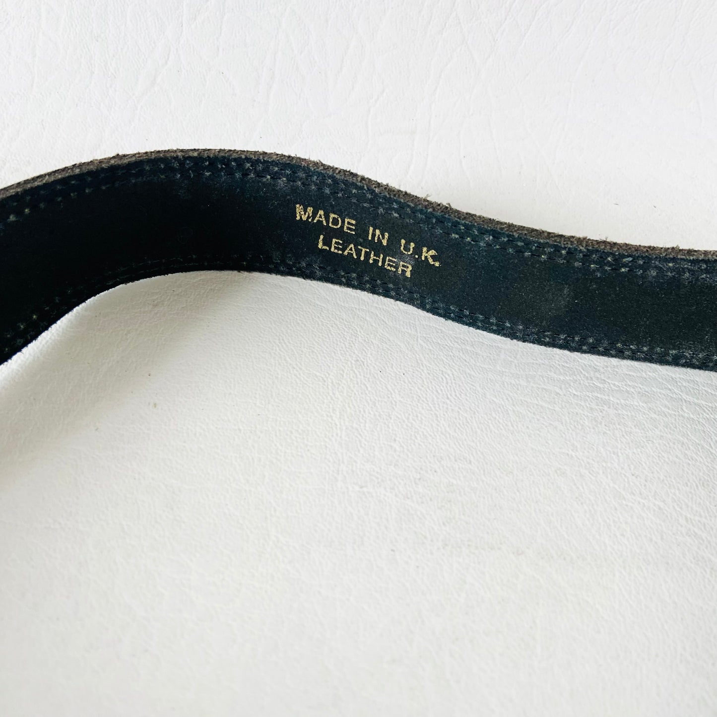 Vintage Black & Gold Leather Belt | Unisex | Size Small | 1" Wide | Made in the UK