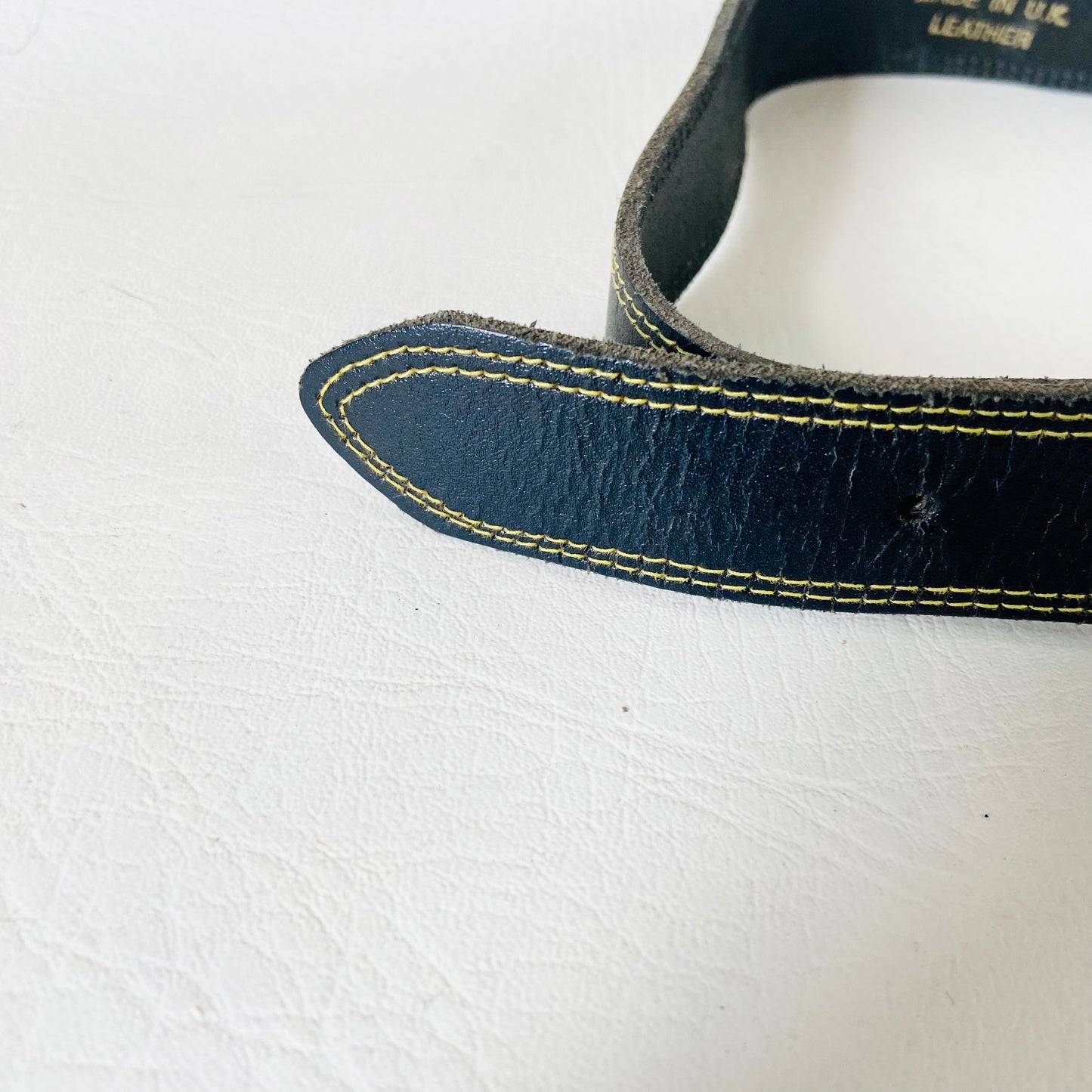Vintage Black & Gold Leather Belt | Unisex | Size Small | 1" Wide | Made in the UK