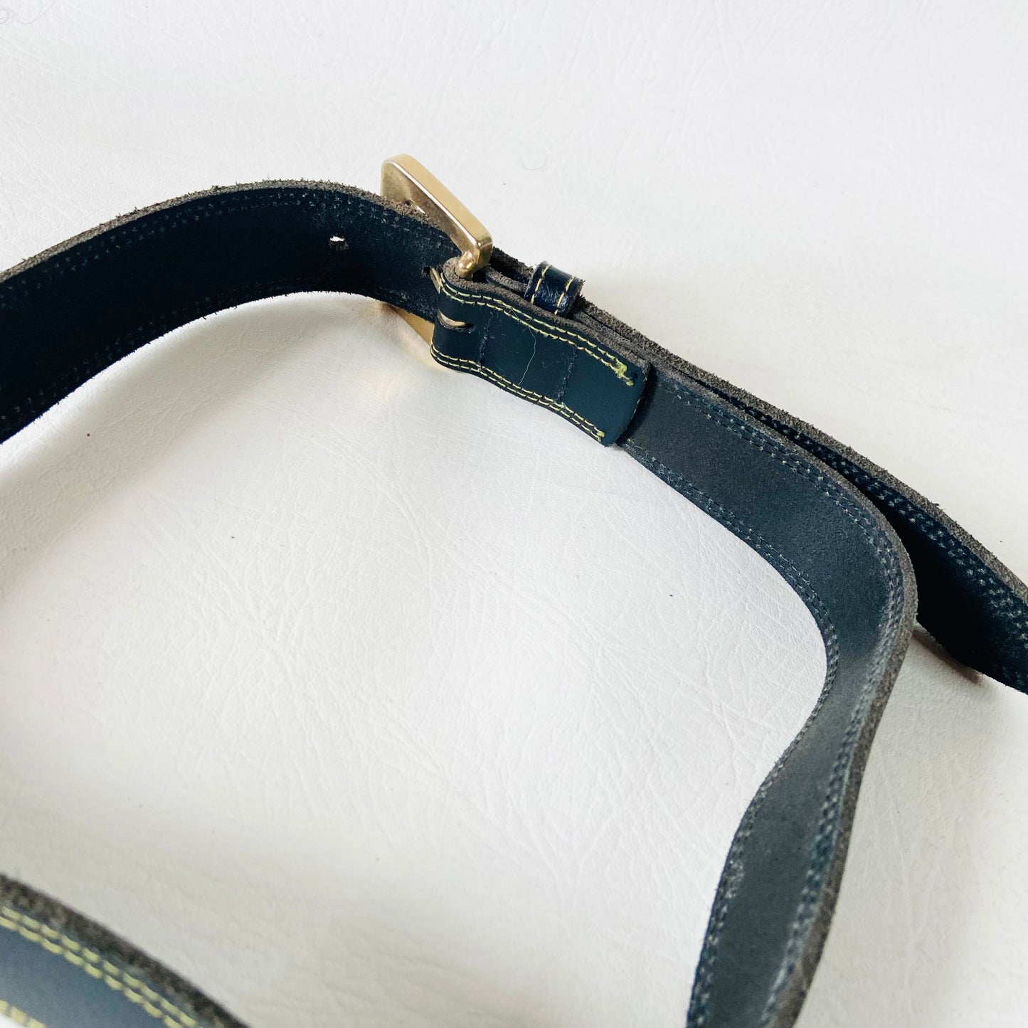 Vintage Black & Gold Leather Belt | Unisex | Size Small | 1" Wide | Made in the UK